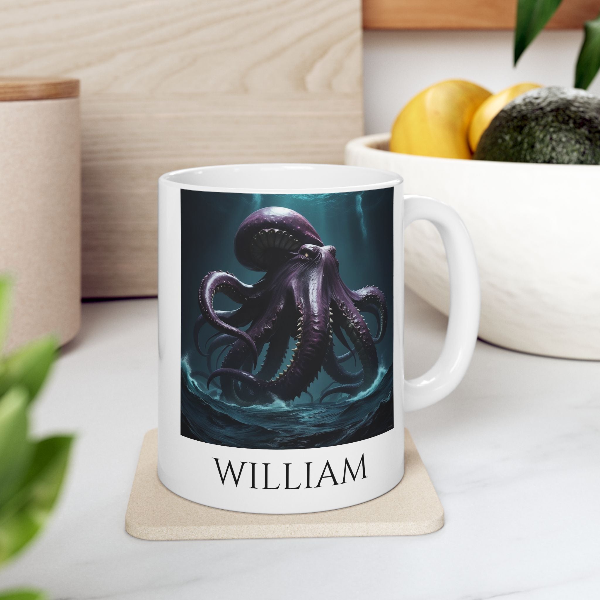 Personalized Kraken Coffee Mug: Giant Squid, Nautical Coffee Cup, Sea Creature Gift