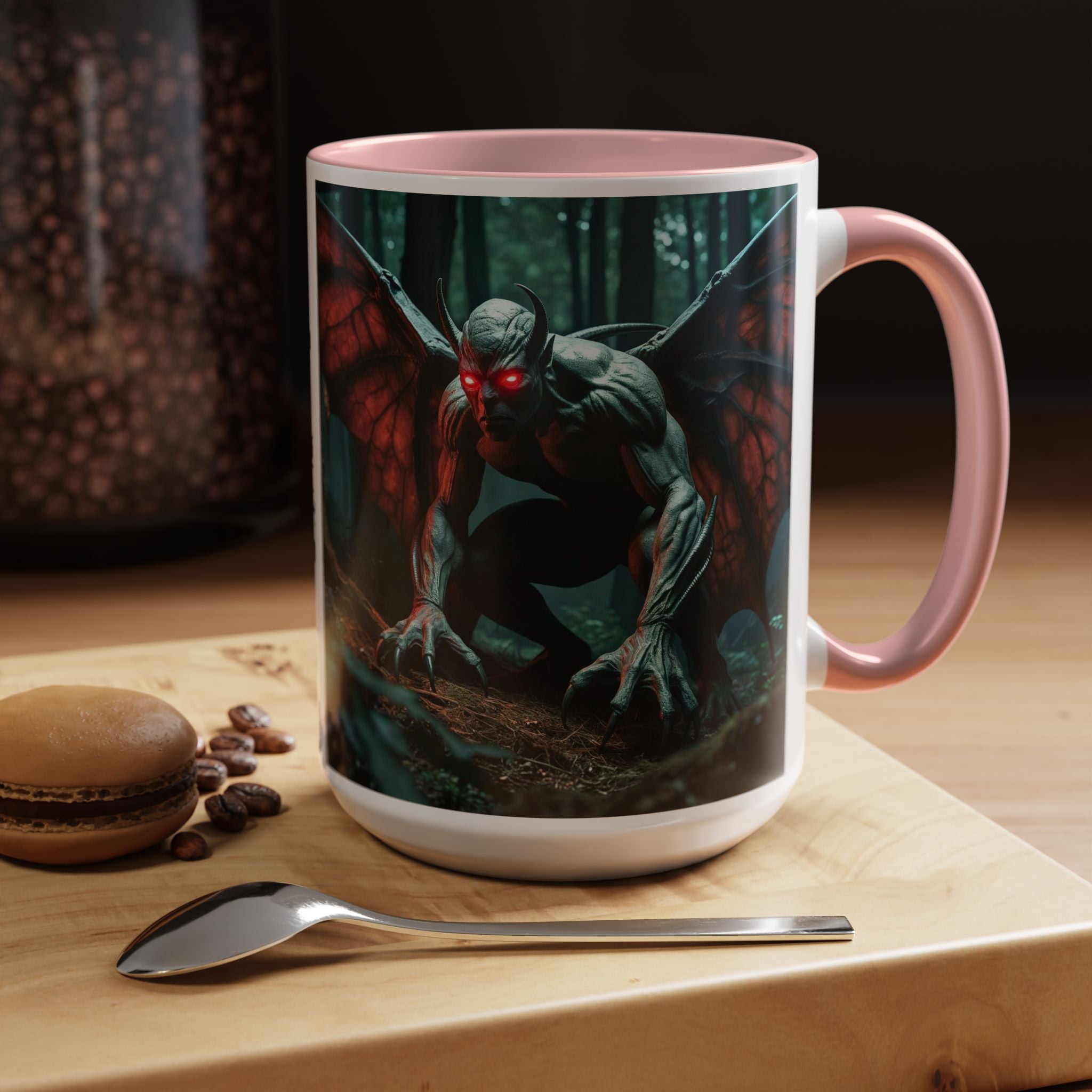 Mothman Mug: Supernatural Monster, Cryptid Mug, Mythical Creature, Urban Legend (Crouching)