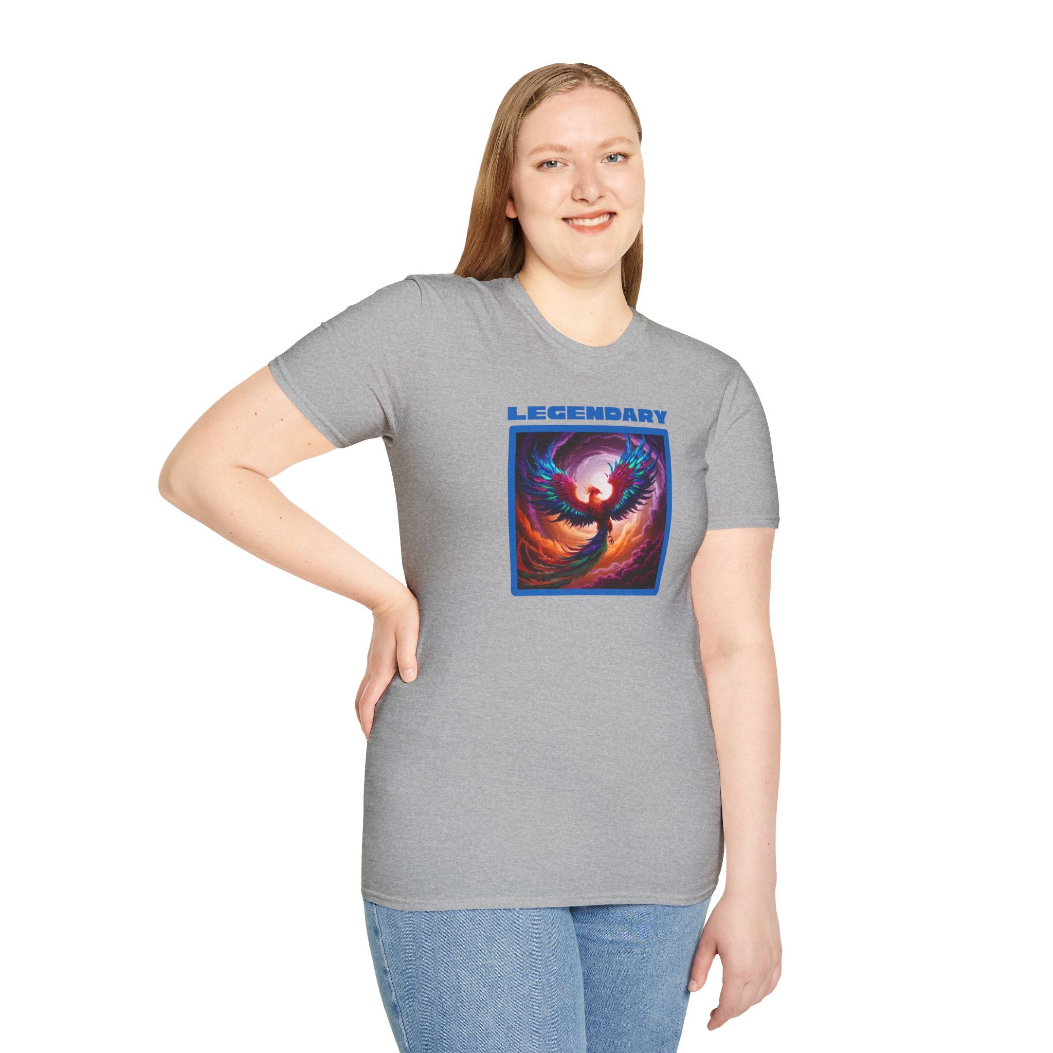 Phoenix Shirt: Rise from the Ashes, Soft Cotton T-Shirt, Legendary Graphic Tee (Blue)