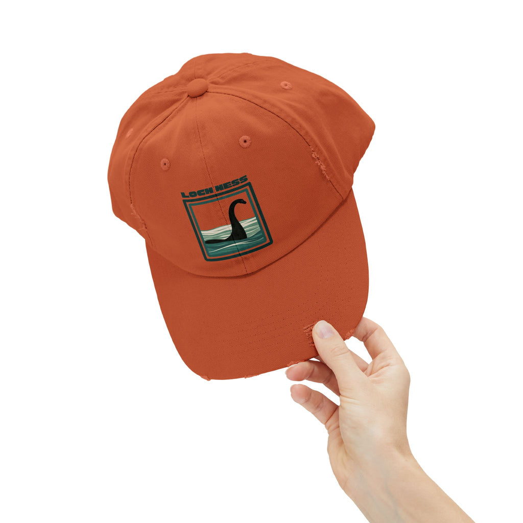 Loch Ness Monster: Unisex Distressed Cap, Adjustable Strap, Casual Outdoor Style (Green)