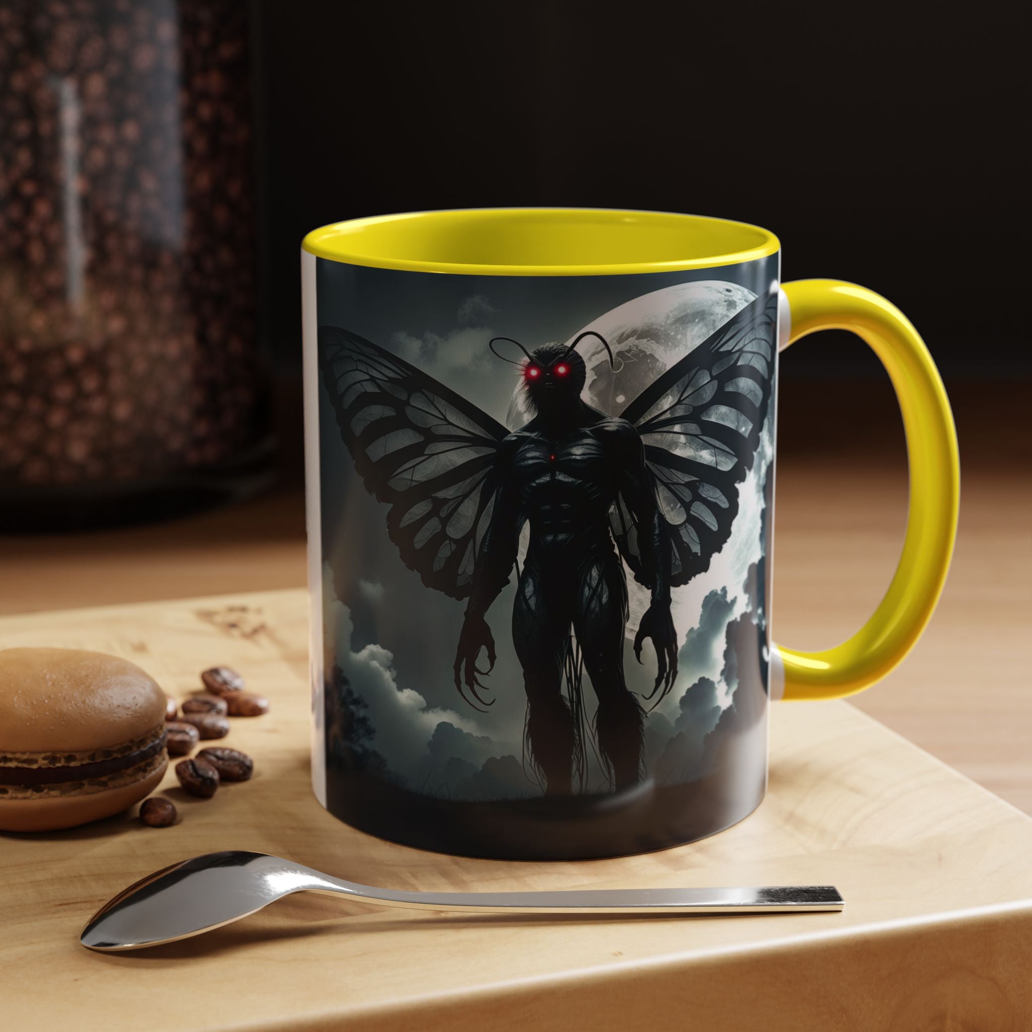 Mothman Coffee Mug: Supernatural Cryptid, Legendary Monster, Mugs for Men (Moon)
