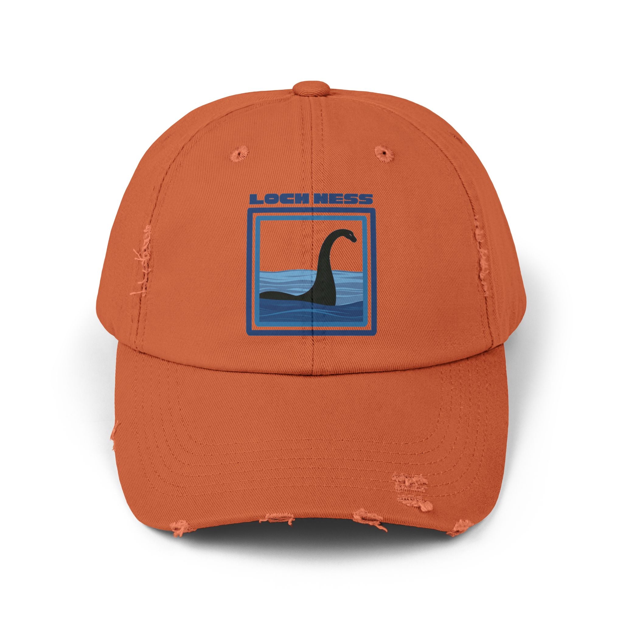 Loch Ness Monster: Unisex Distressed Cap, Adjustable Strap, Casual Outdoor Style (Blue)
