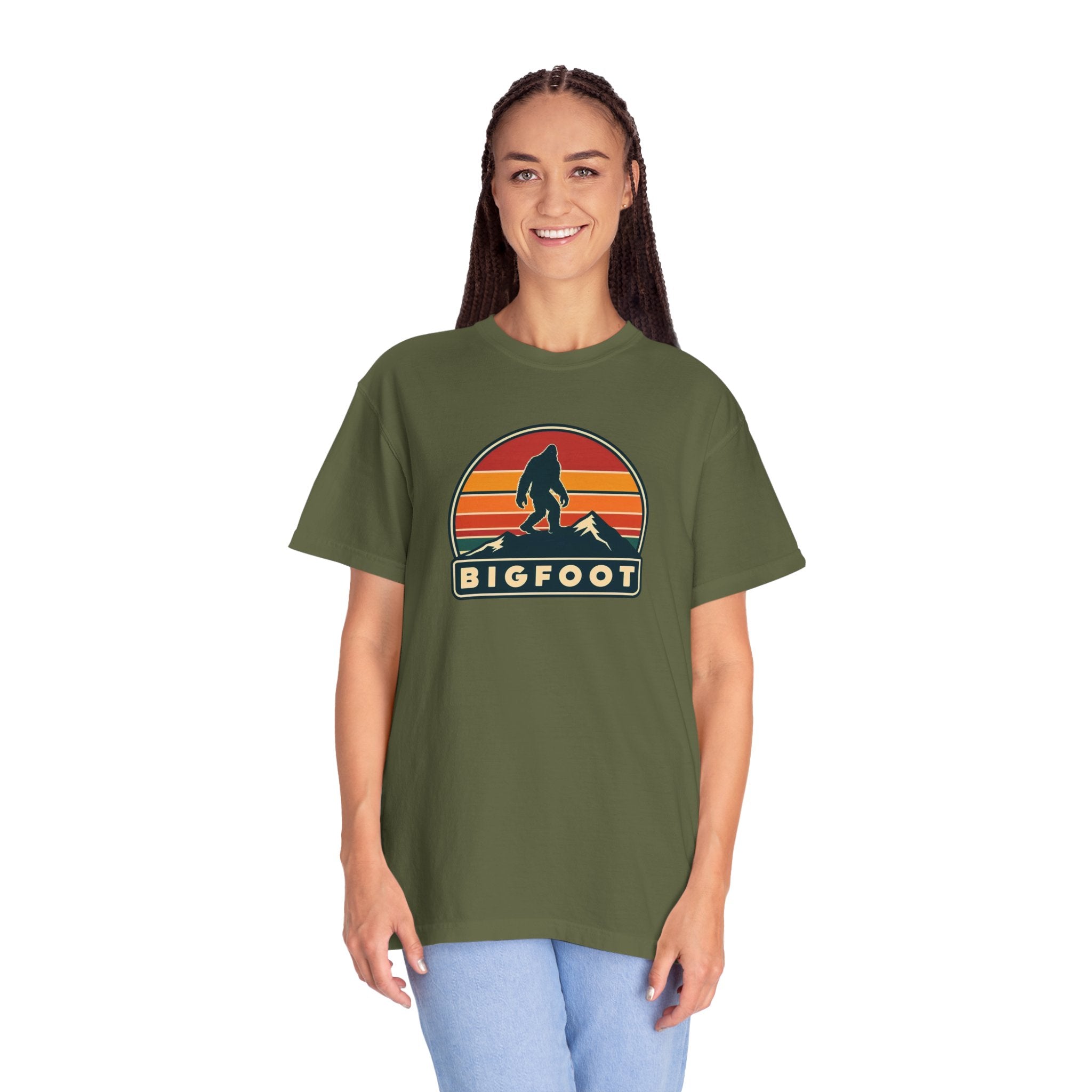 Bigfoot Shirt Comfort Colors® | Sasquatch Camping TShirt, Retro Graphic Tee, Cryptid Outdoor Clothing