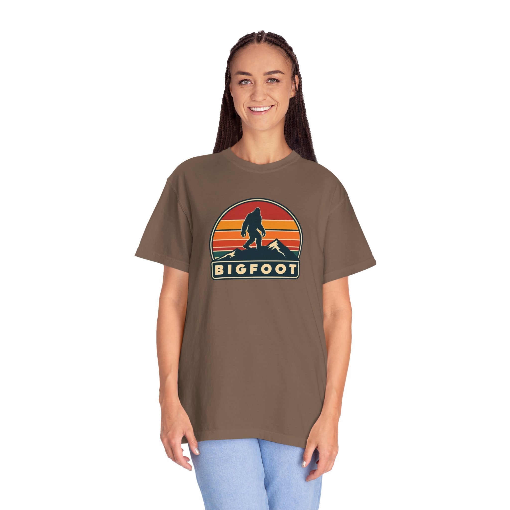 Bigfoot Shirt Comfort Colors® | Sasquatch Camping TShirt, Retro Graphic Tee, Cryptid Outdoor Clothing
