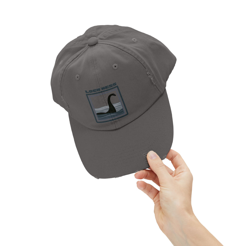 Loch Ness Monster: Unisex Distressed Cap, Adjustable Strap, Casual Outdoor Style (Slate)