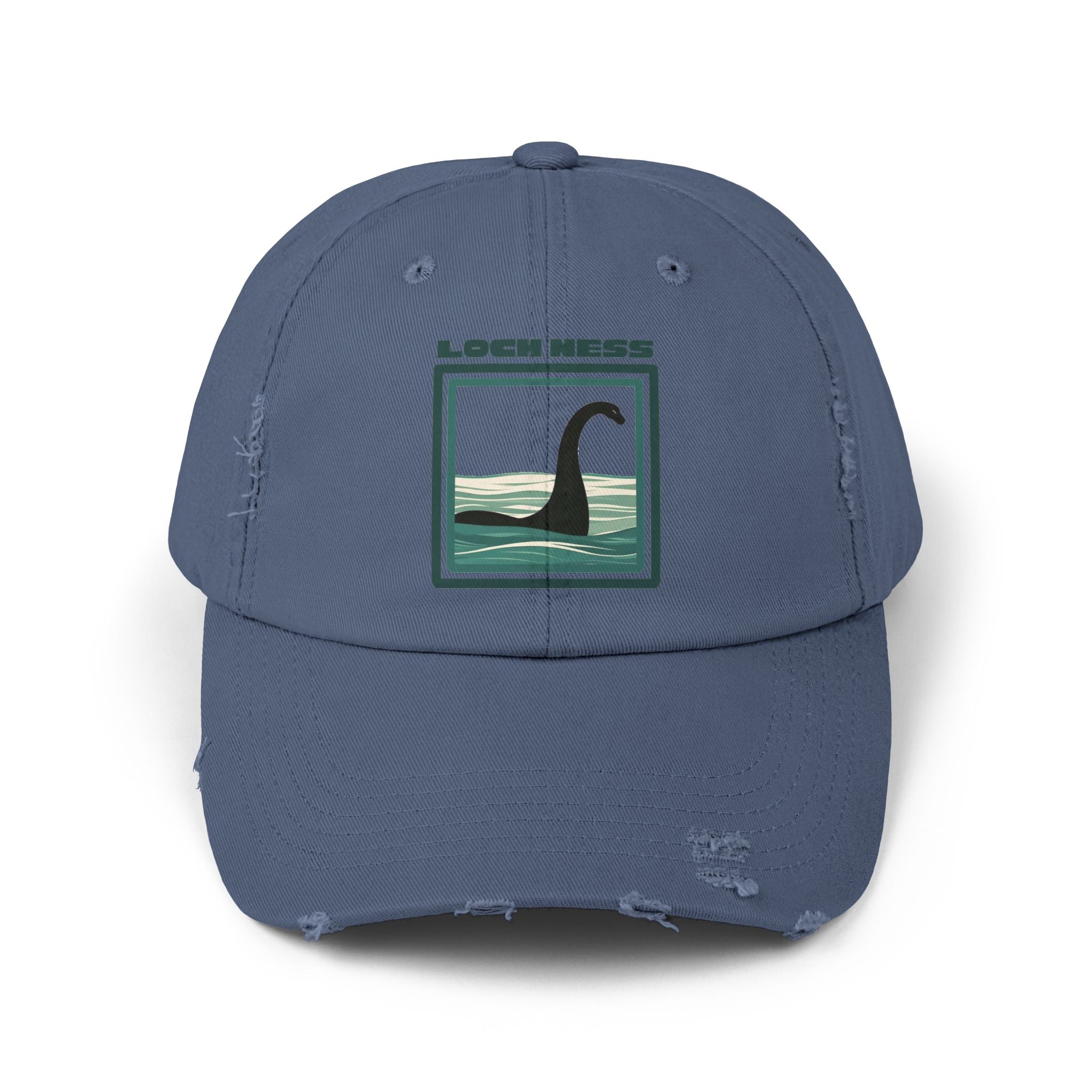Loch Ness Monster: Unisex Distressed Cap, Adjustable Strap, Casual Outdoor Style (Green)