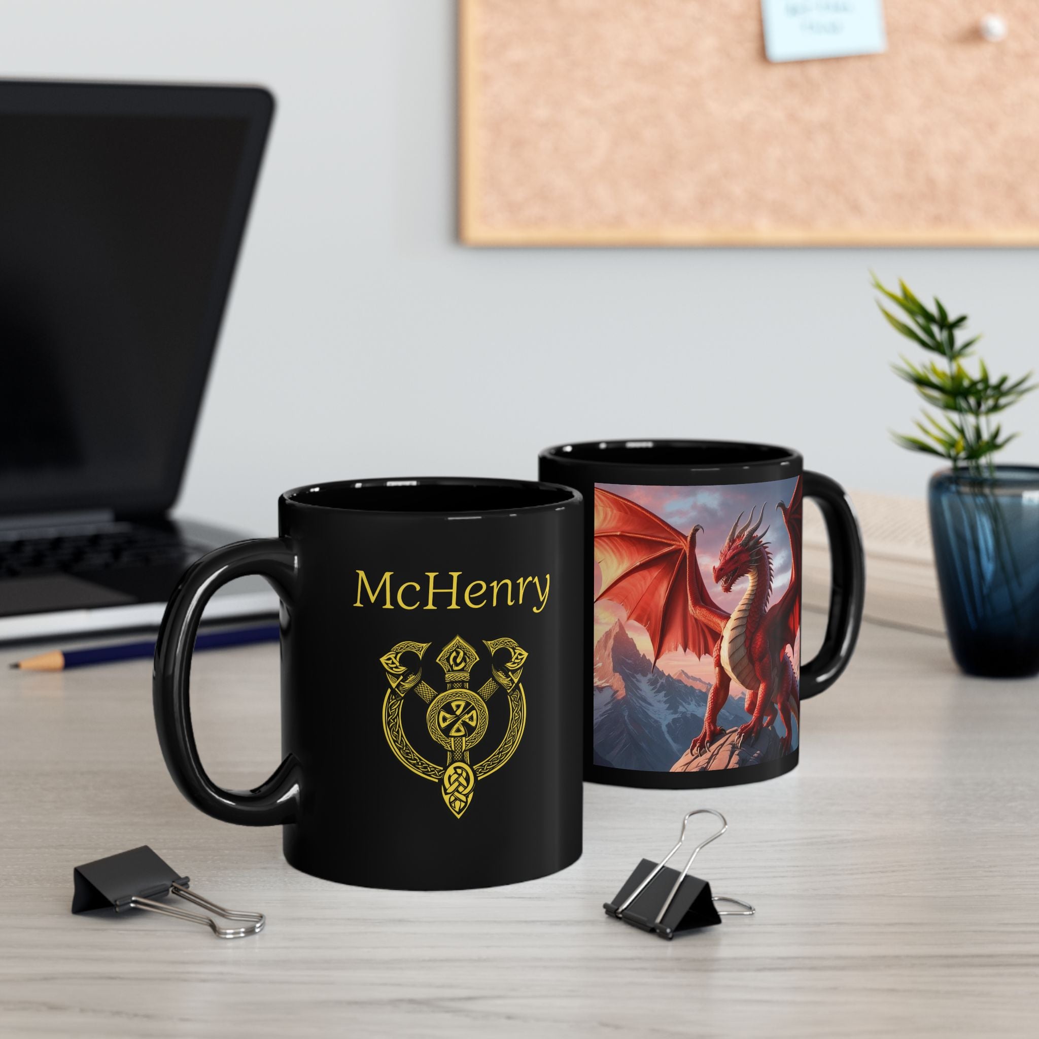 Customizable Dragon Coffee Mug: Personalized Family Crest, DnD Gift, Fire Drake
