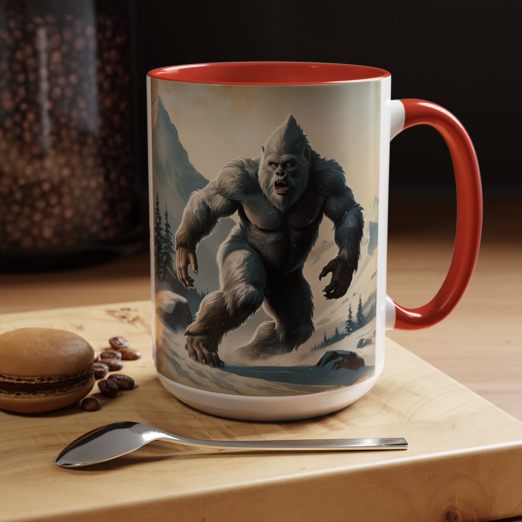 Abominable Snowman Ceramic Mug: Yeti Coffee Cup, Himalayan Mountain Cryptid, Bigfoot Camping Gift