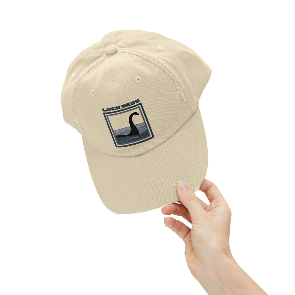 Loch Ness Monster: Unisex Distressed Cap, Adjustable Strap, Casual Outdoor Style (Slate)