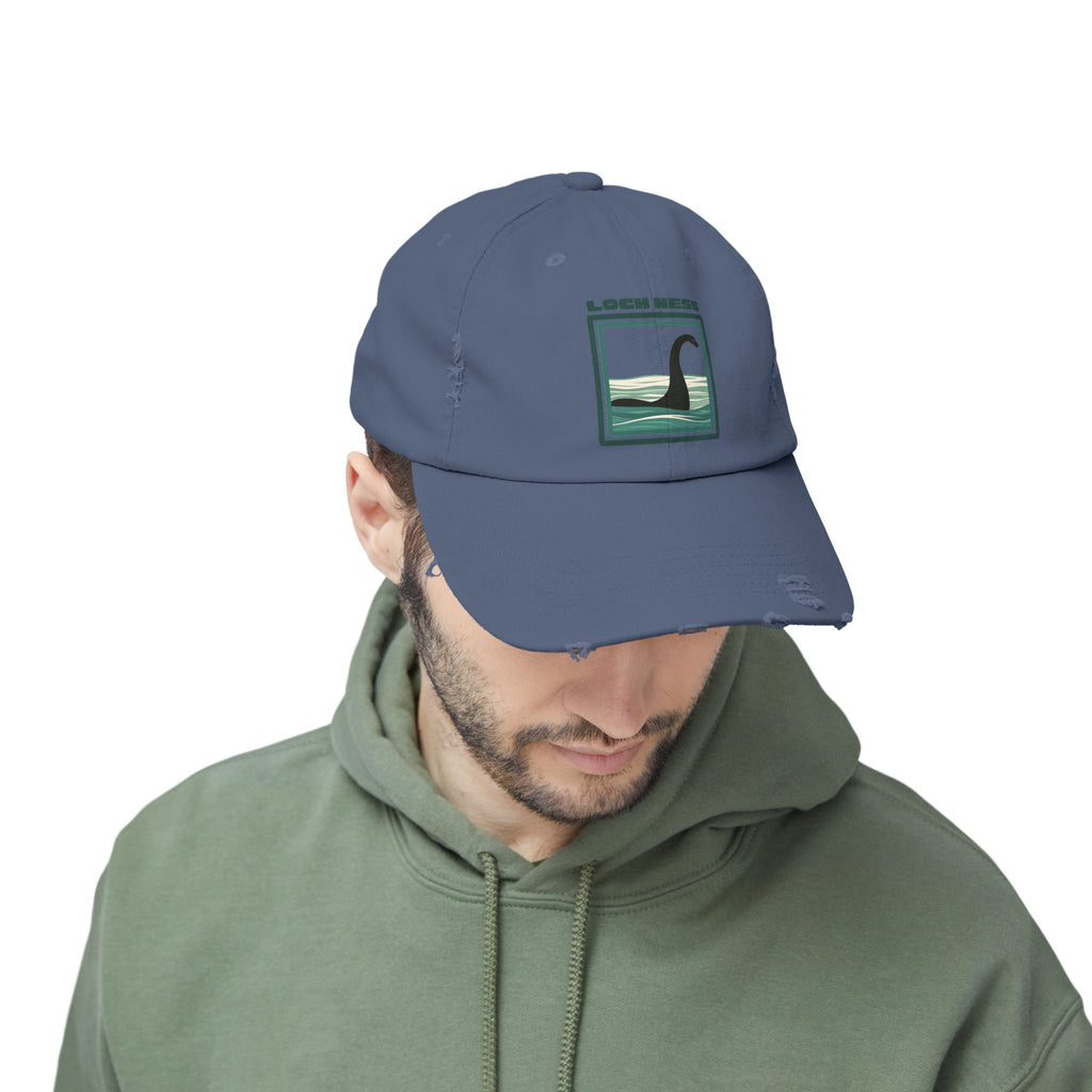 Loch Ness Monster: Unisex Distressed Cap, Adjustable Strap, Casual Outdoor Style (Green)