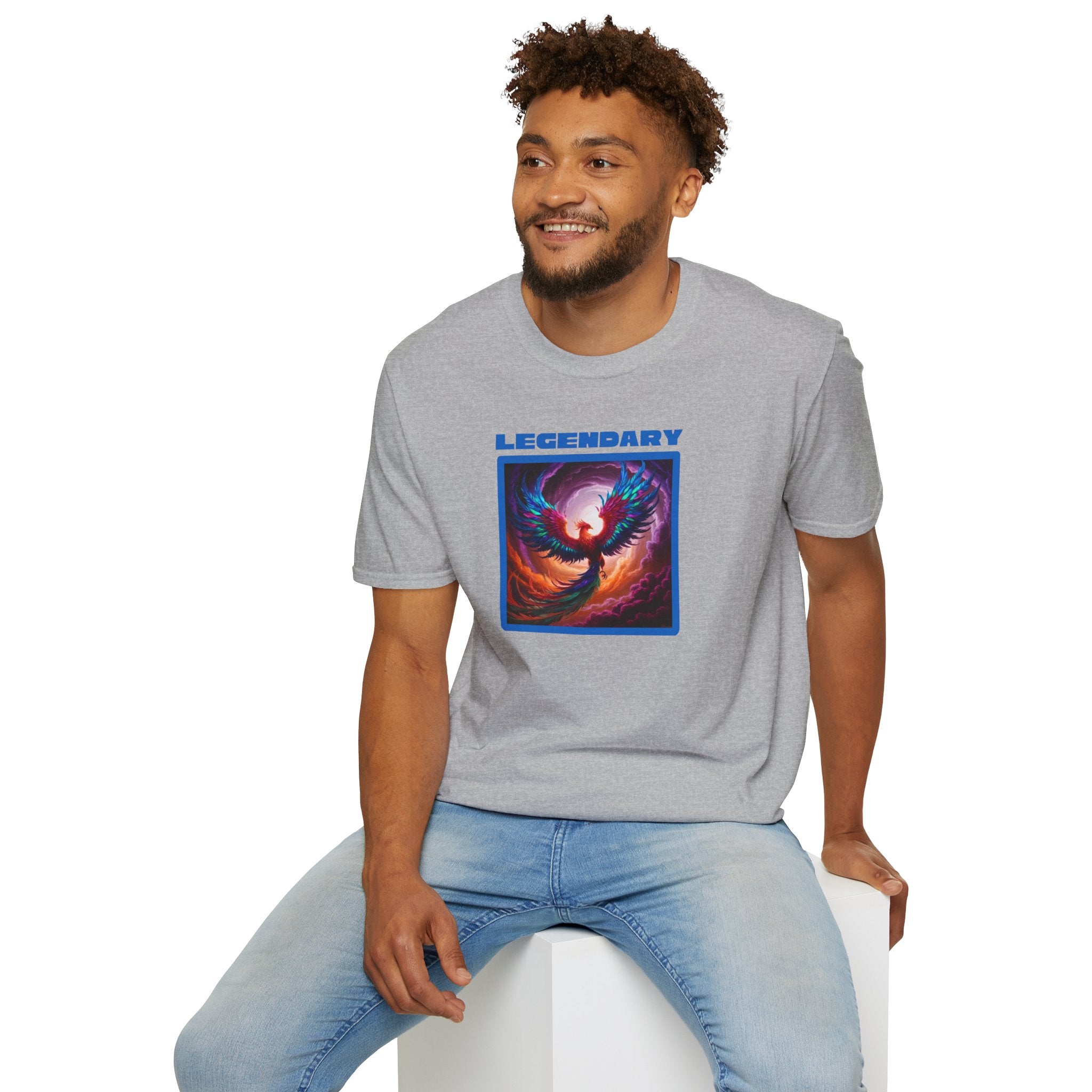 Phoenix Shirt: Rise from the Ashes, Soft Cotton T-Shirt, Legendary Graphic Tee (Blue)