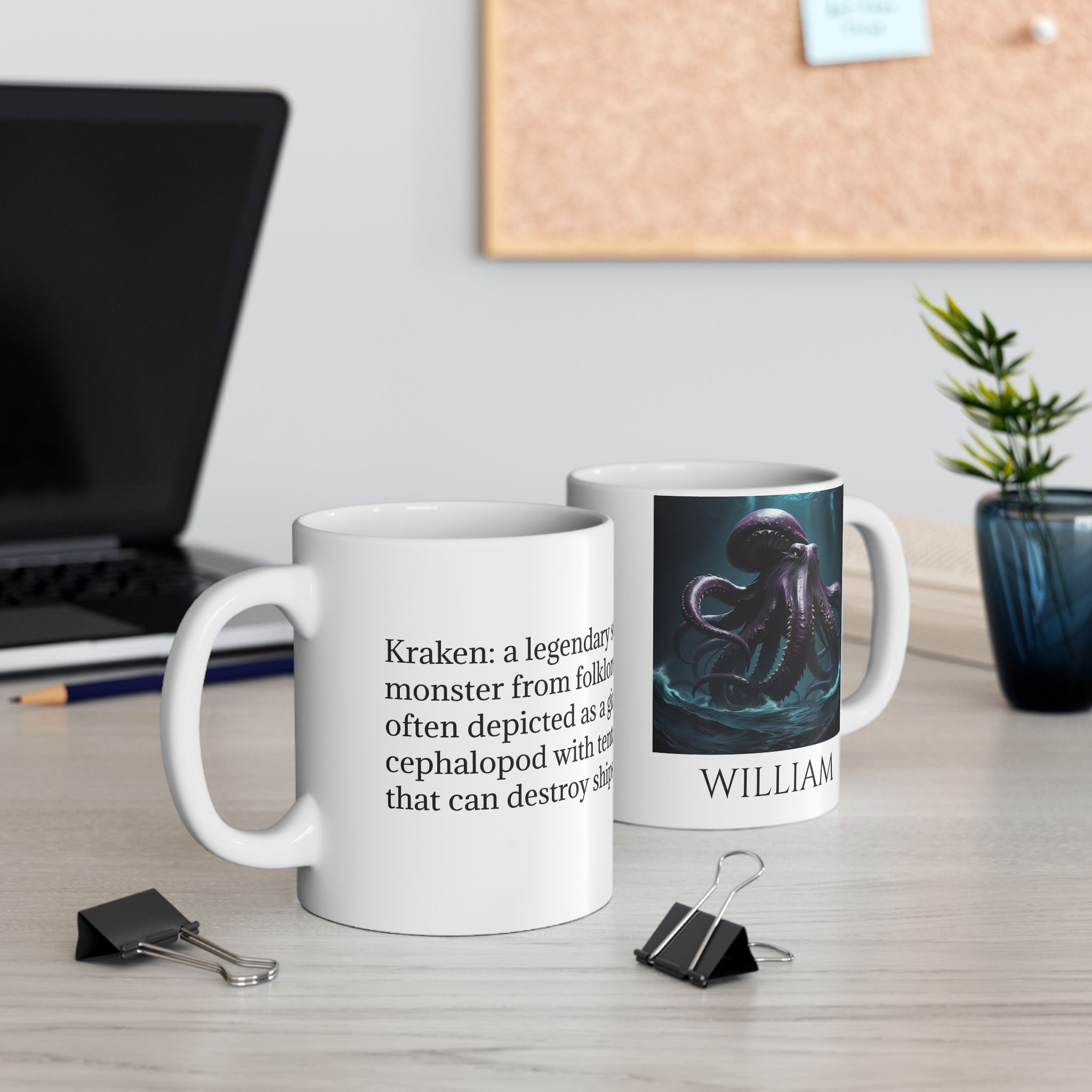 Personalized Kraken Coffee Mug: Giant Squid, Nautical Coffee Cup, Sea Creature Gift