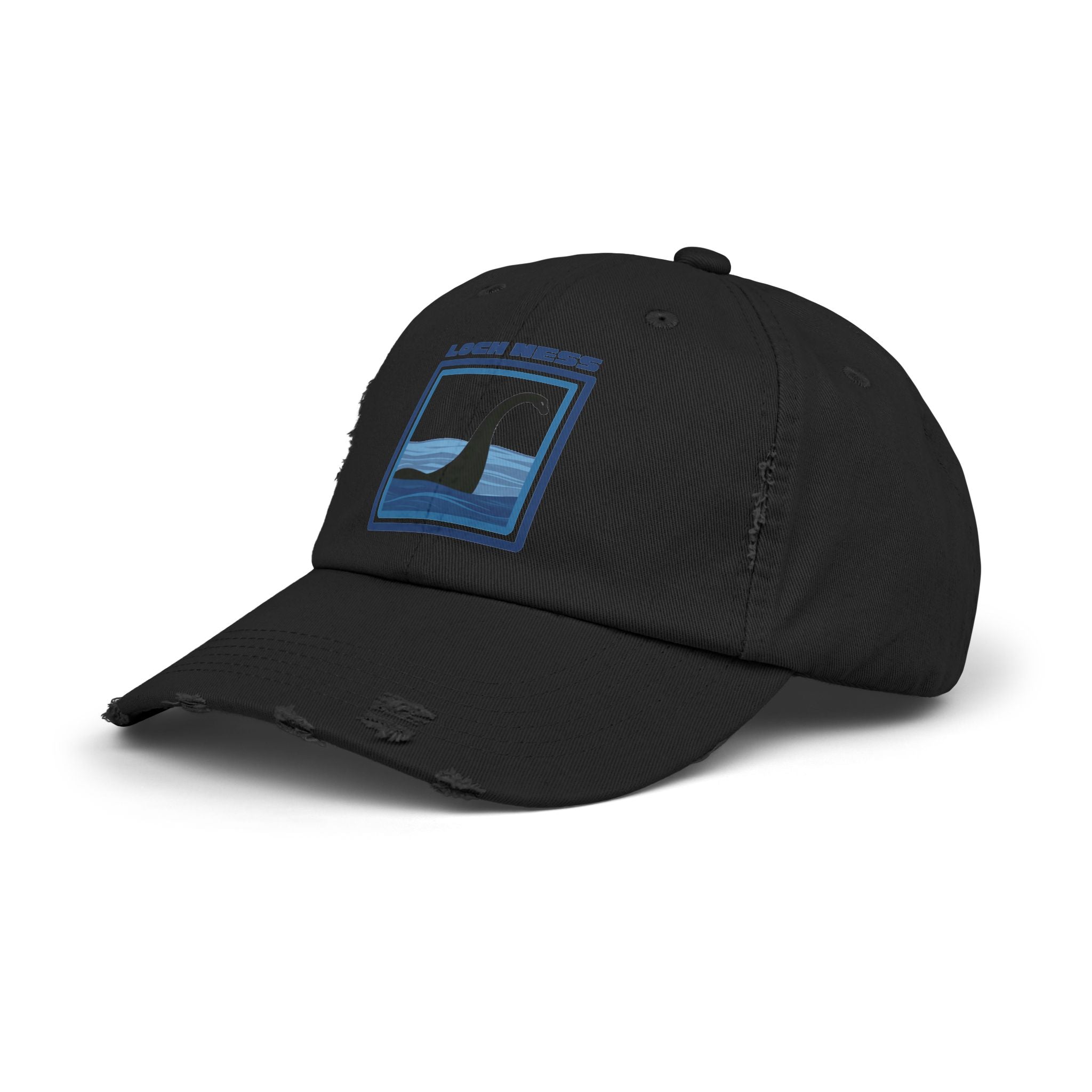 Loch Ness Monster: Unisex Distressed Cap, Adjustable Strap, Casual Outdoor Style (Blue)