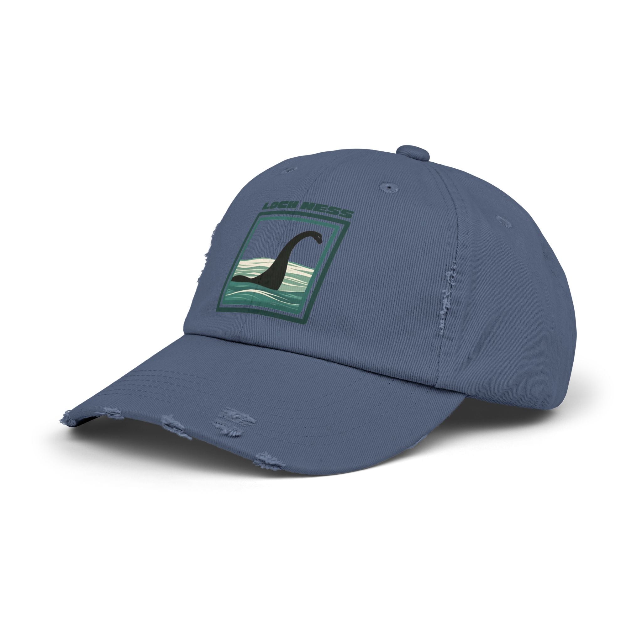 Loch Ness Monster: Unisex Distressed Cap, Adjustable Strap, Casual Outdoor Style (Green)