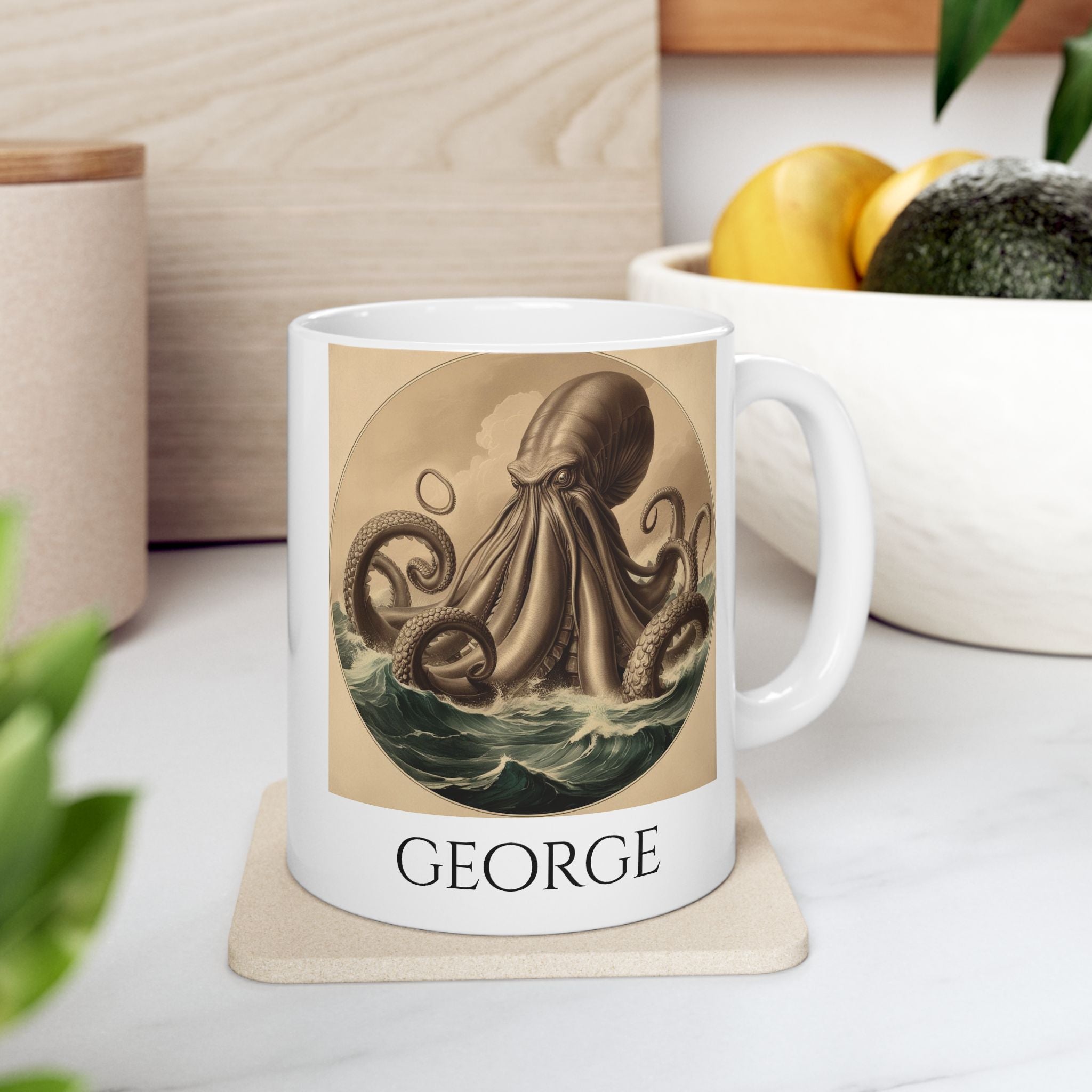 Customizable Kraken Coffee Mug: Mythical Creature, Octopus Coffee Cup, Sea Monster Gift