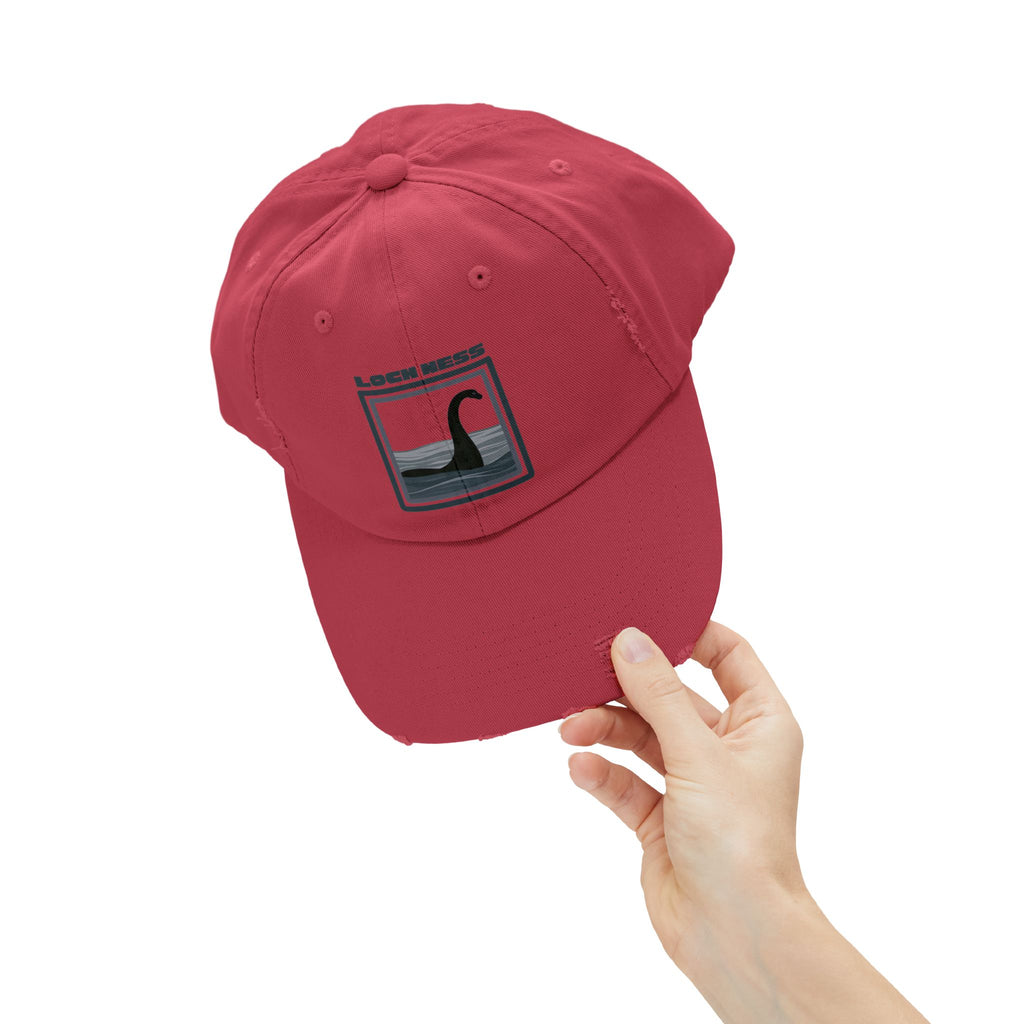 Loch Ness Monster: Unisex Distressed Cap, Adjustable Strap, Casual Outdoor Style (Slate)