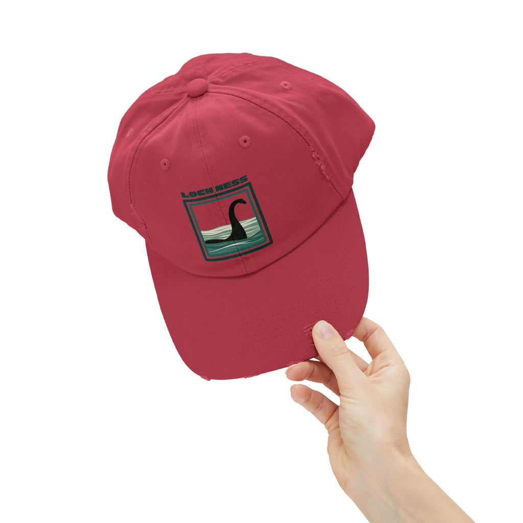 Loch Ness Monster: Unisex Distressed Cap, Adjustable Strap, Casual Outdoor Style (Green)