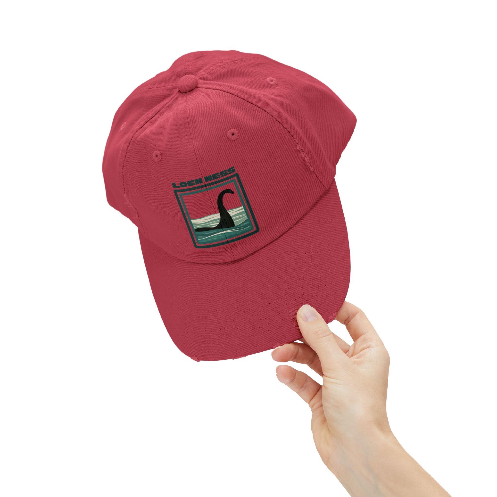 Loch Ness Monster: Unisex Distressed Cap, Adjustable Strap, Casual Outdoor Style (Green)