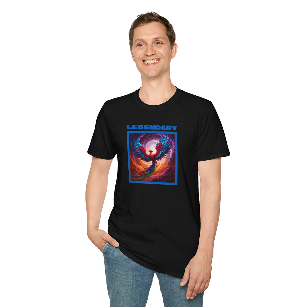 Phoenix Shirt: Rise from the Ashes, Soft Cotton T-Shirt, Legendary Graphic Tee (Blue)