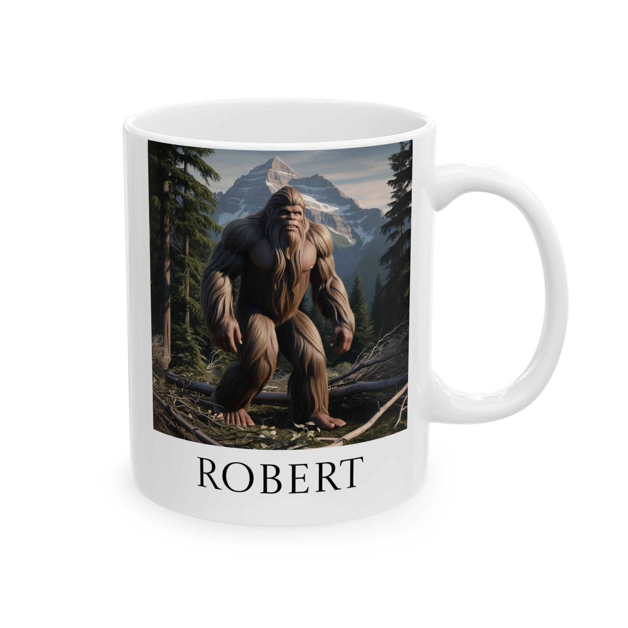 Personalized Bigfoot Coffee Cup: Sasquatch, Pacific Northwest Cryptid, Mythical Creature Mug