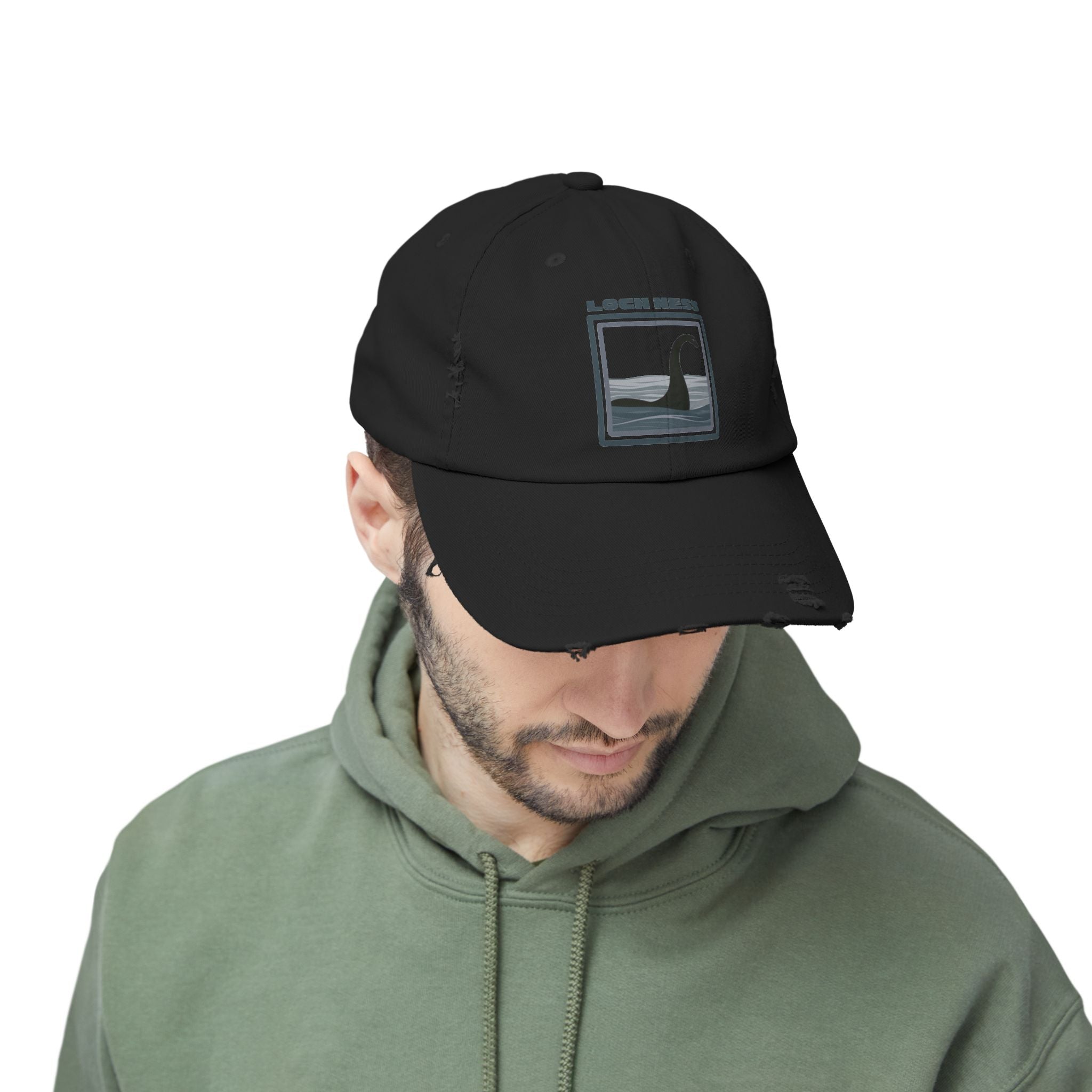 Loch Ness Monster: Unisex Distressed Cap, Adjustable Strap, Casual Outdoor Style (Slate)