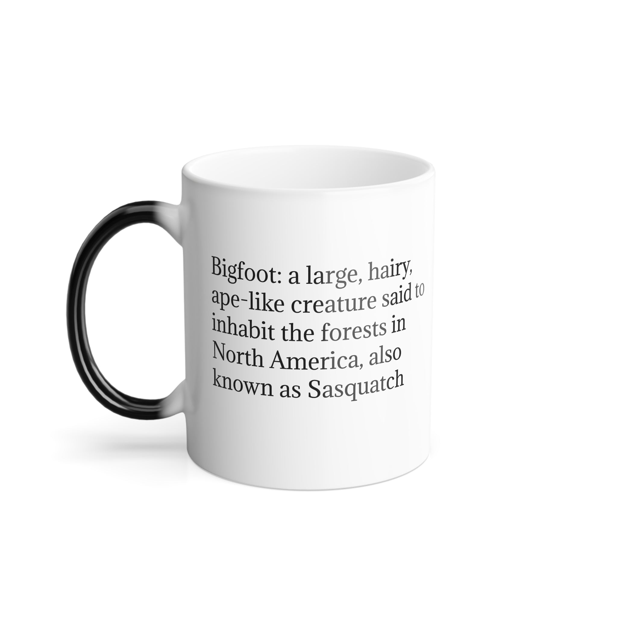 Color Changing Bigfoot Coffee Mug: Sasquatch, Pacific Northwest Cryptid (Mountain)