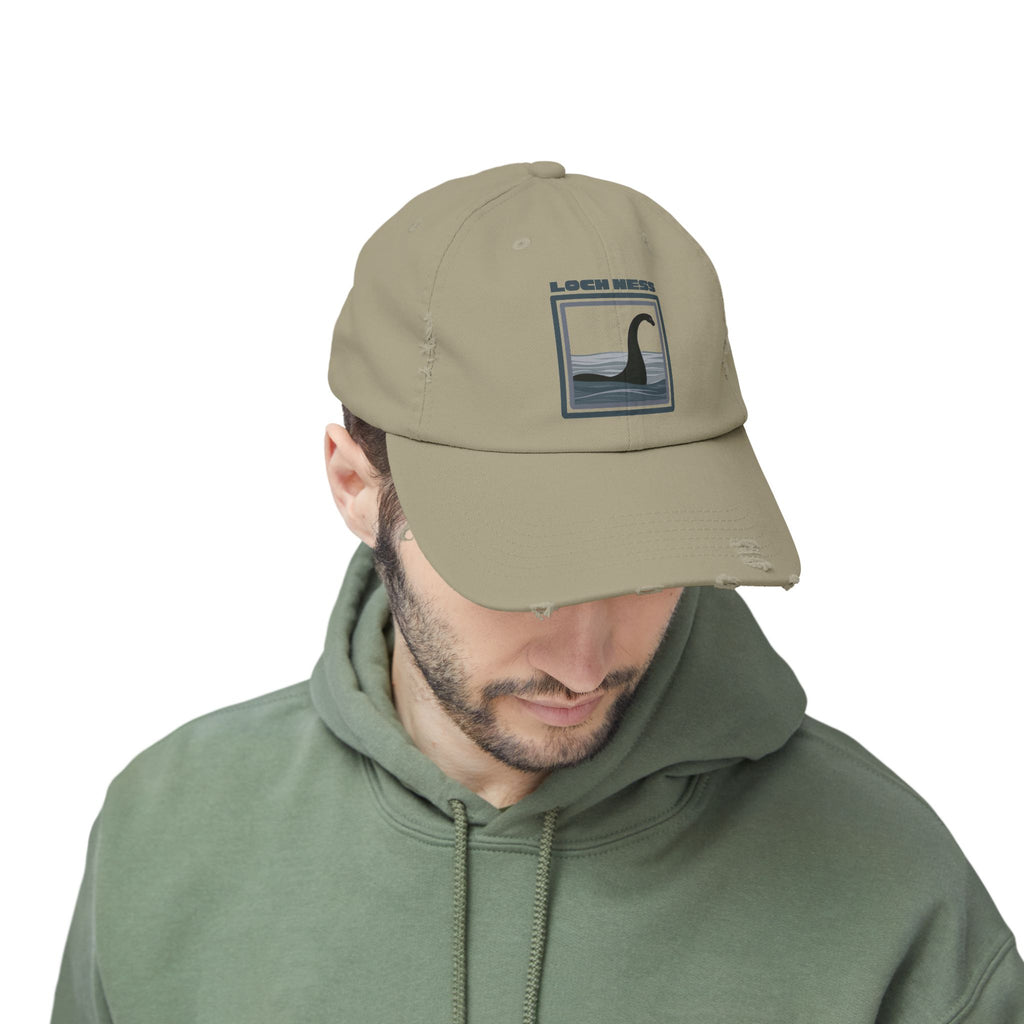 Loch Ness Monster: Unisex Distressed Cap, Adjustable Strap, Casual Outdoor Style (Slate)