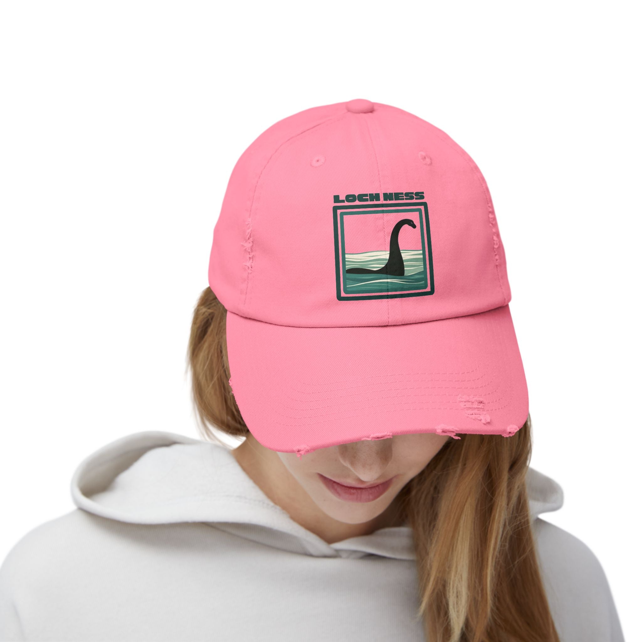 Loch Ness Monster: Unisex Distressed Cap, Adjustable Strap, Casual Outdoor Style (Green)