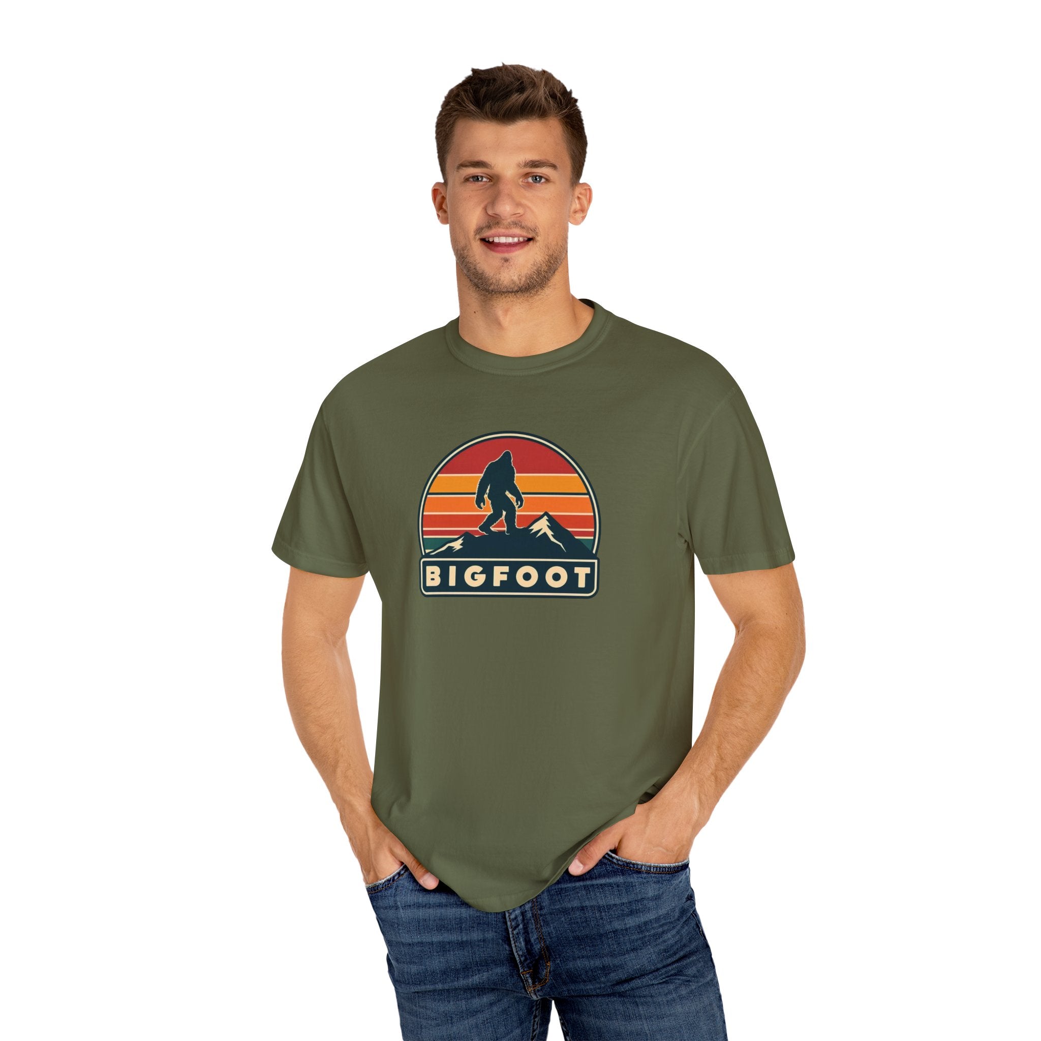 Bigfoot Shirt Comfort Colors® | Sasquatch Camping TShirt, Retro Graphic Tee, Cryptid Outdoor Clothing