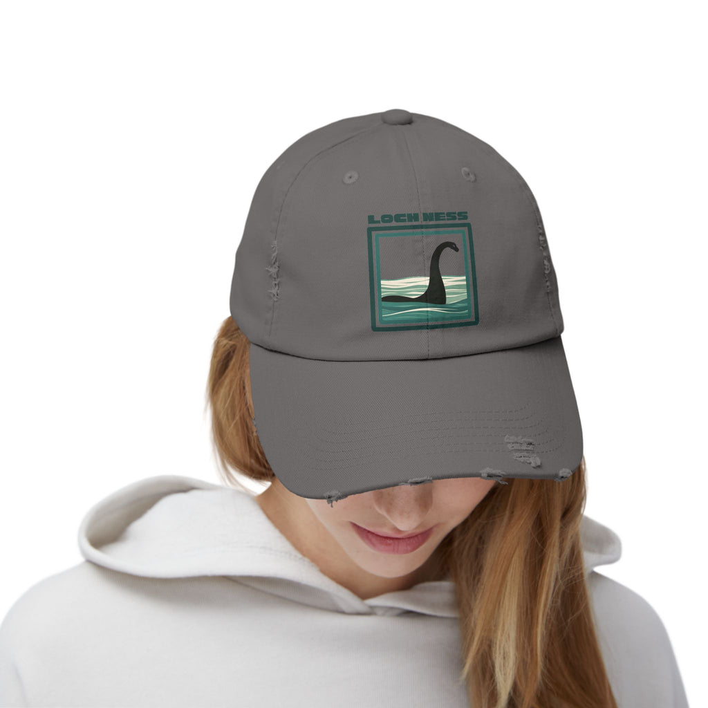Loch Ness Monster: Unisex Distressed Cap, Adjustable Strap, Casual Outdoor Style (Green)