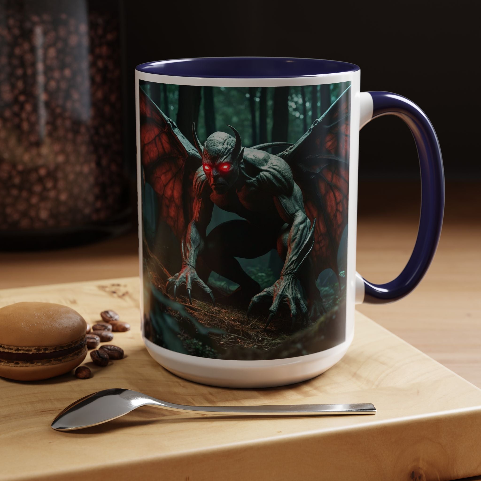 Mothman Mug: Supernatural Monster, Cryptid Mug, Mythical Creature, Urban Legend (Crouching)