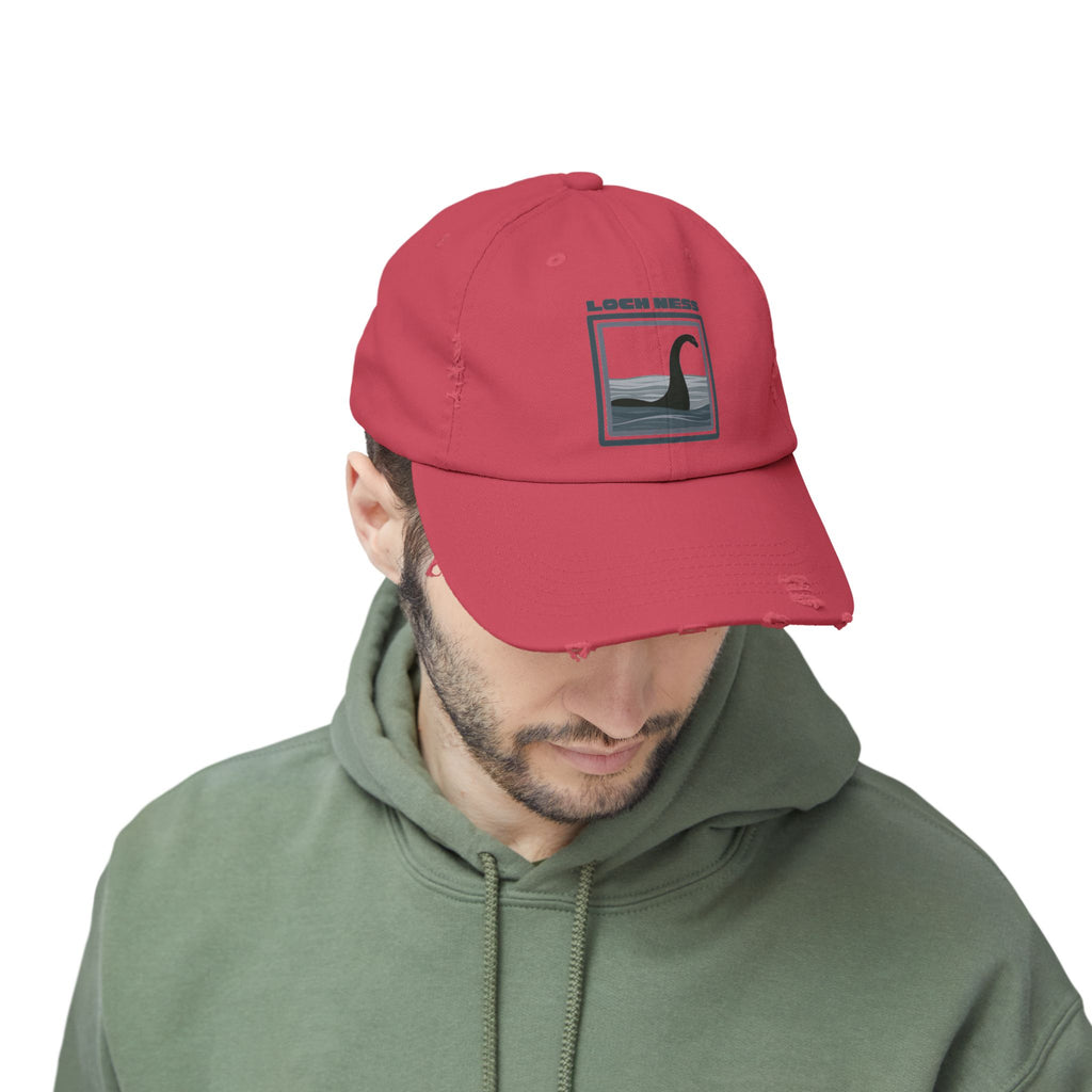 Loch Ness Monster: Unisex Distressed Cap, Adjustable Strap, Casual Outdoor Style (Slate)