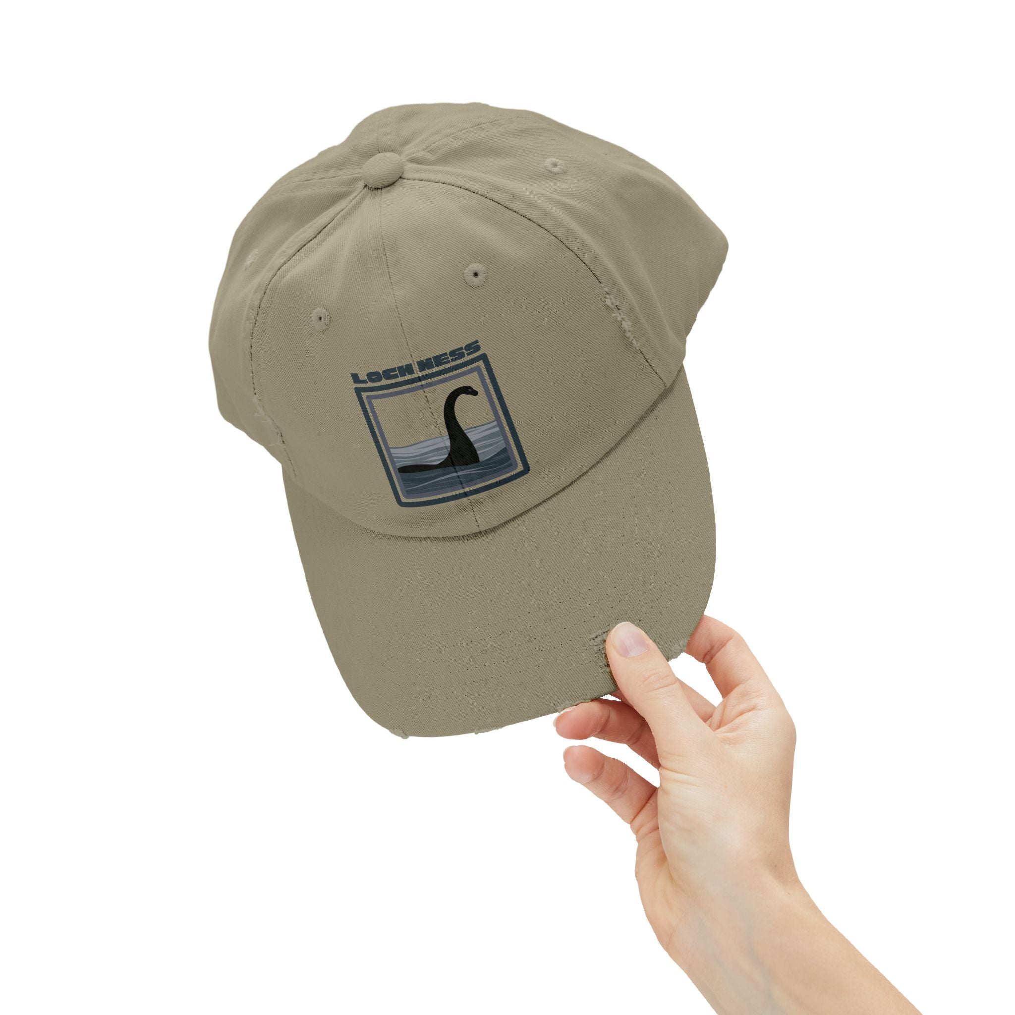 Loch Ness Monster: Unisex Distressed Cap, Adjustable Strap, Casual Outdoor Style (Slate)