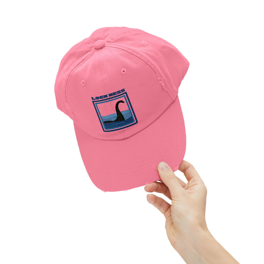 Loch Ness Monster: Unisex Distressed Cap, Adjustable Strap, Casual Outdoor Style (Blue)