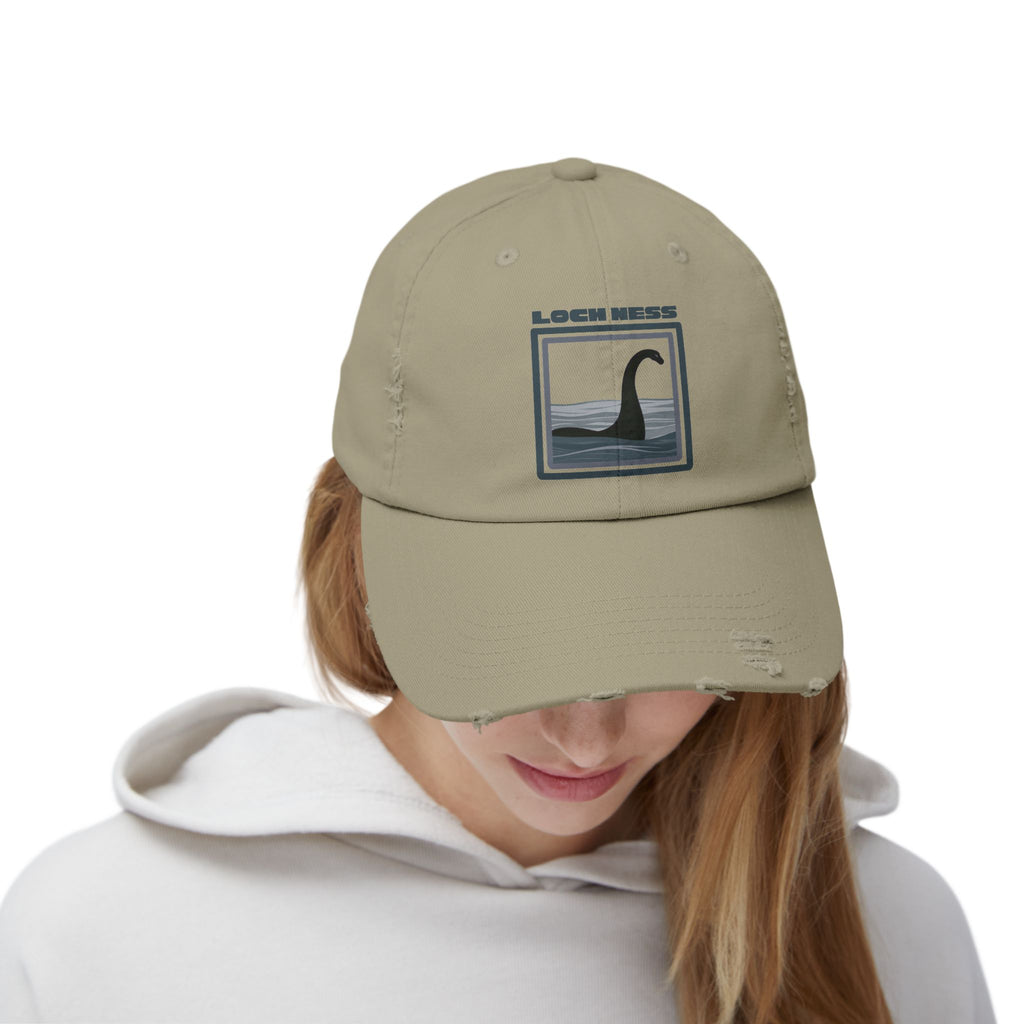 Loch Ness Monster: Unisex Distressed Cap, Adjustable Strap, Casual Outdoor Style (Slate)