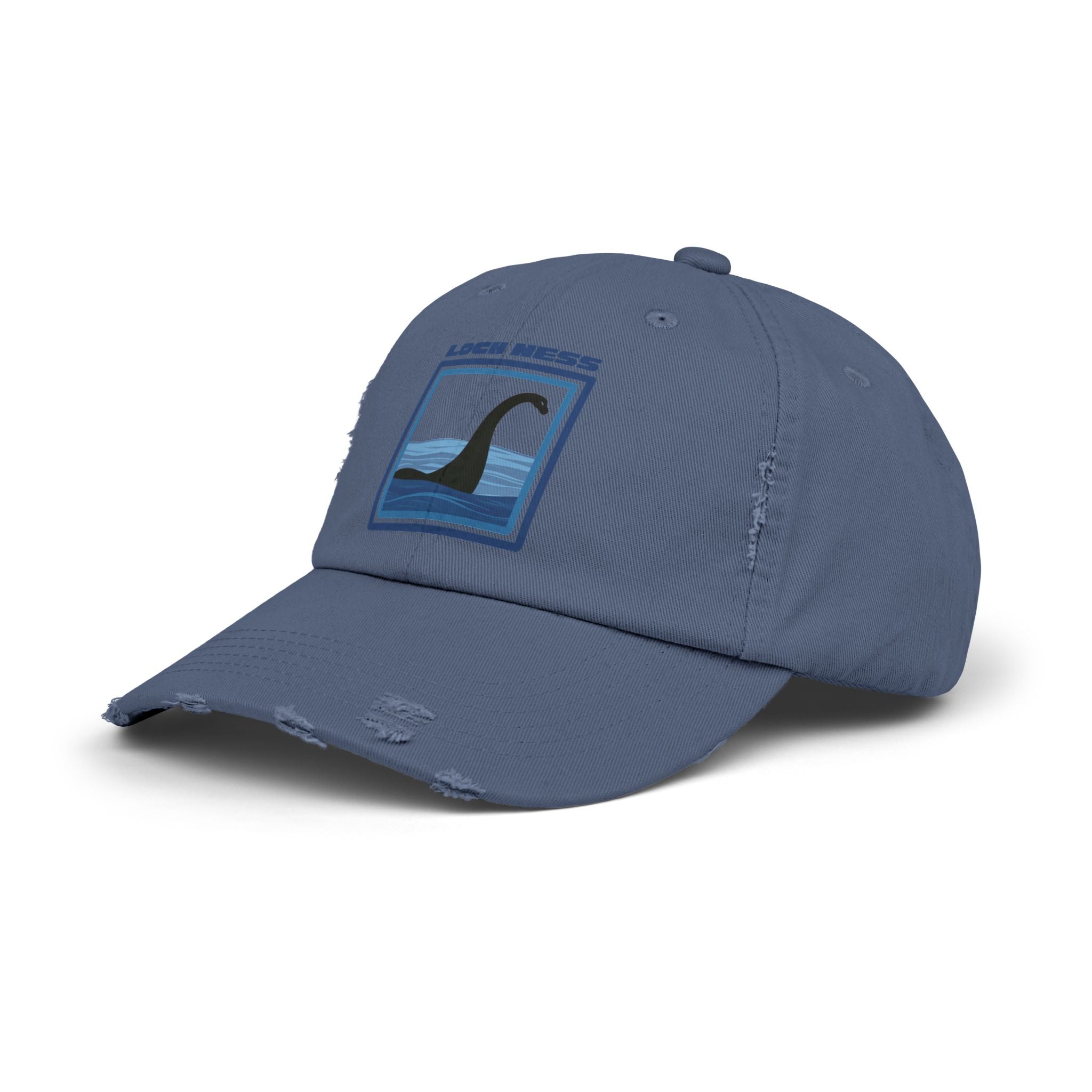 Loch Ness Monster: Unisex Distressed Cap, Adjustable Strap, Casual Outdoor Style (Blue)