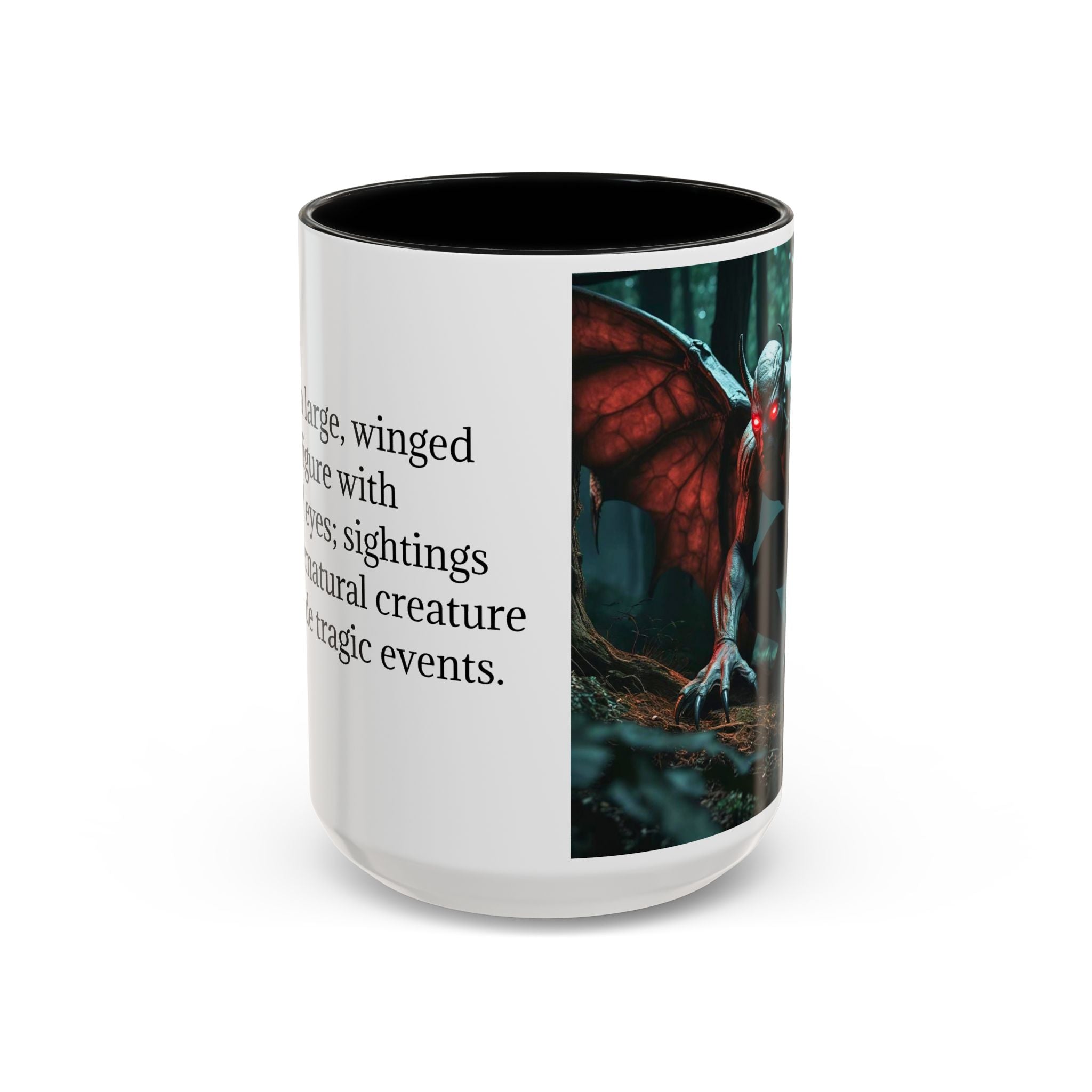 Mothman Mug: Supernatural Monster, Cryptid Mug, Mythical Creature, Urban Legend (Crouching)