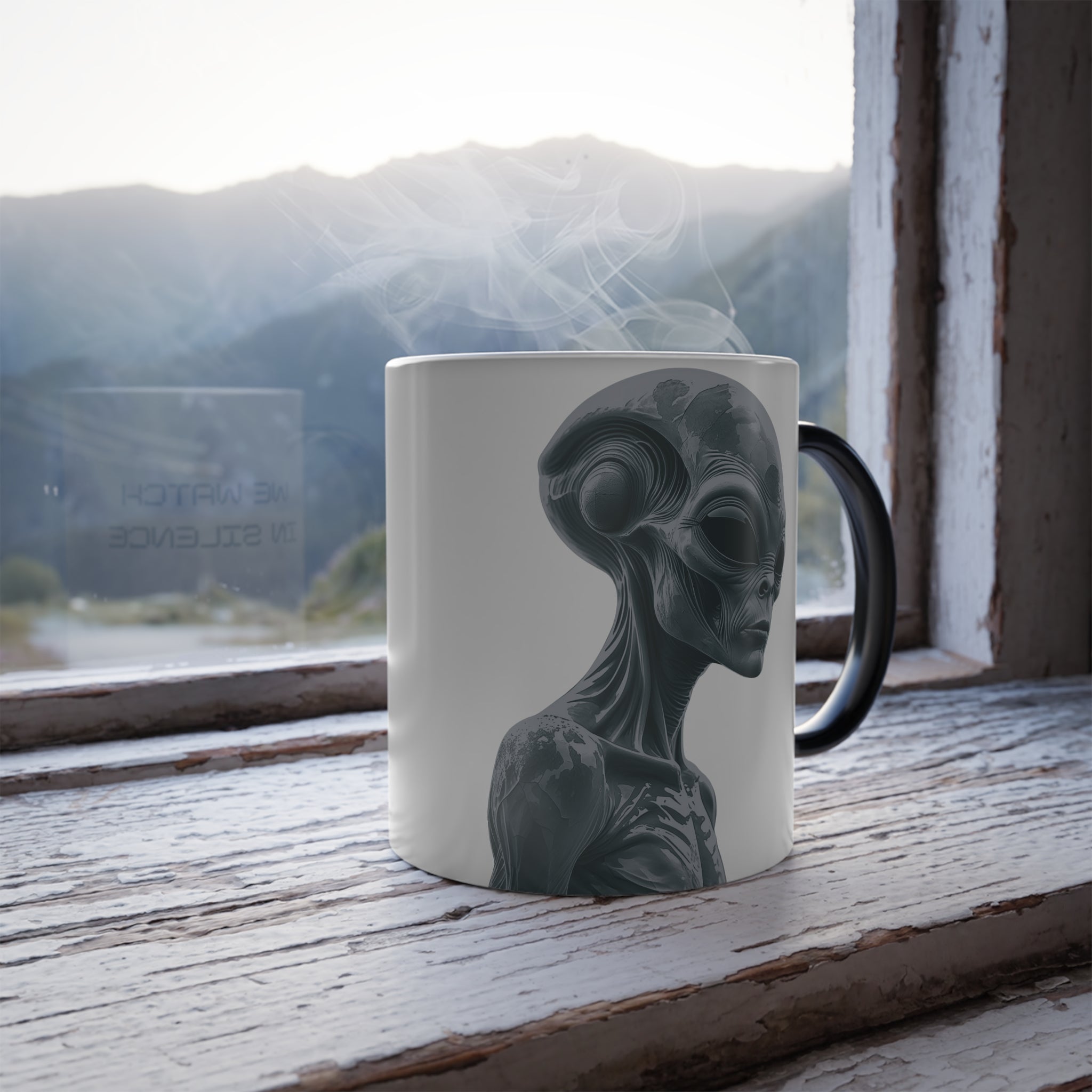 Color Changing Alien Coffee Mug: Extraterrestrial Watchers, Conspiracy Theory