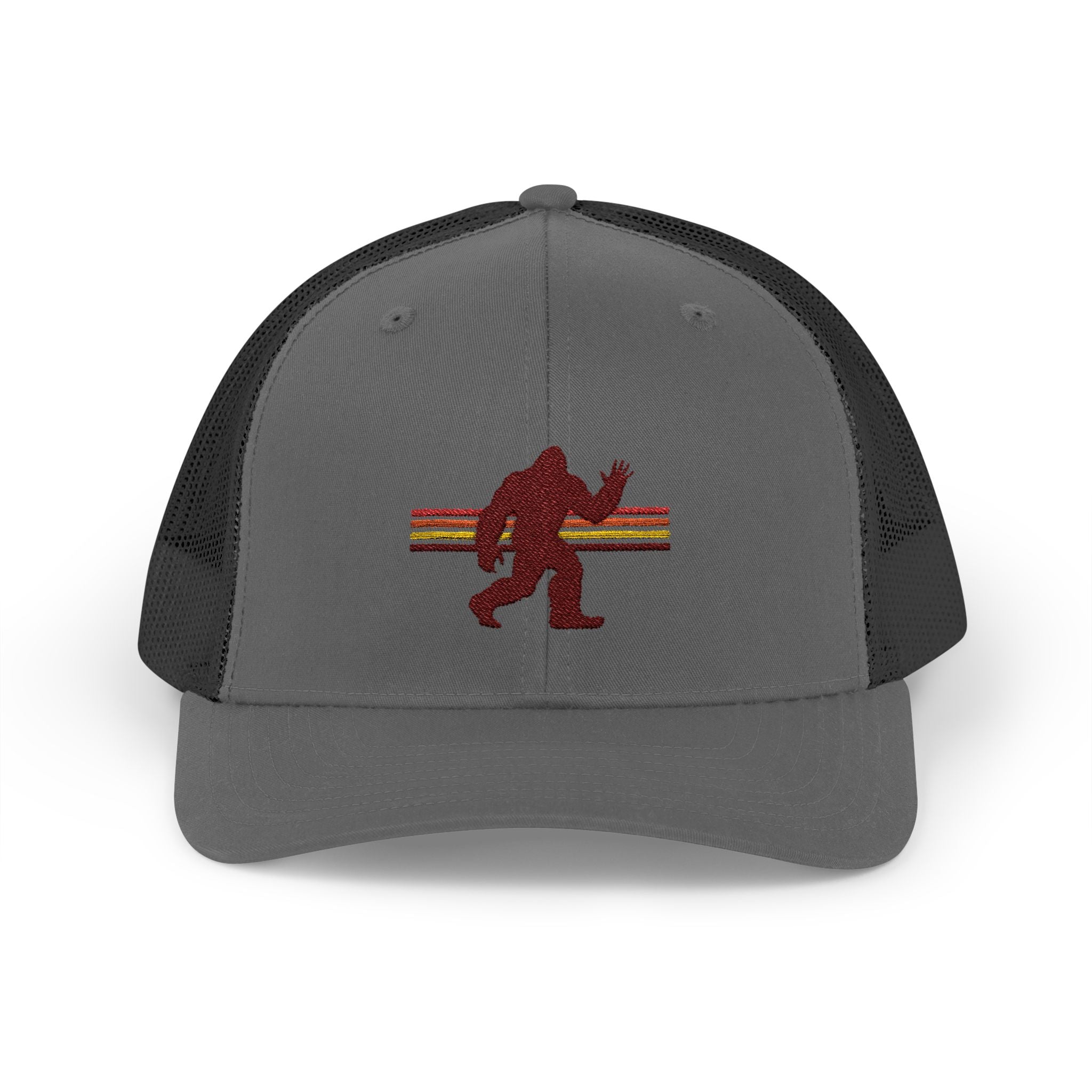 Bigfoot Trucker Hat: Embroidered Baseball Cap, Sasquatch Snapback Hat