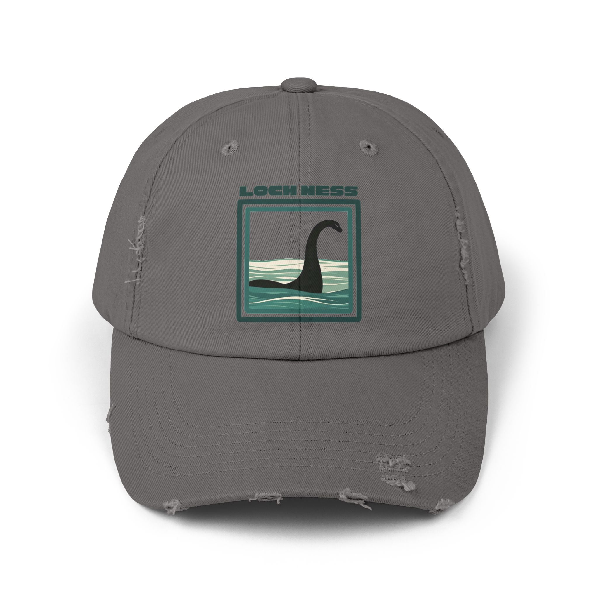 Loch Ness Monster: Unisex Distressed Cap, Adjustable Strap, Casual Outdoor Style (Green)
