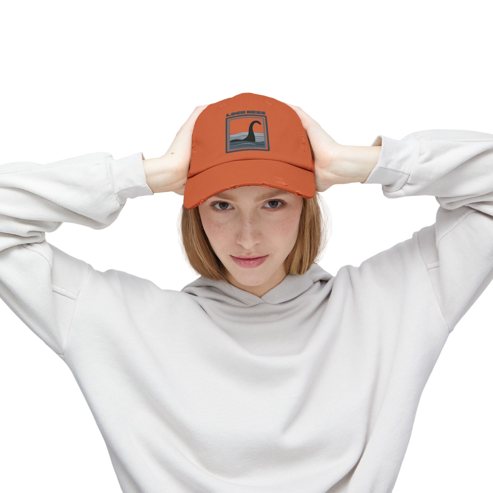 Loch Ness Monster: Unisex Distressed Cap, Adjustable Strap, Casual Outdoor Style (Slate)