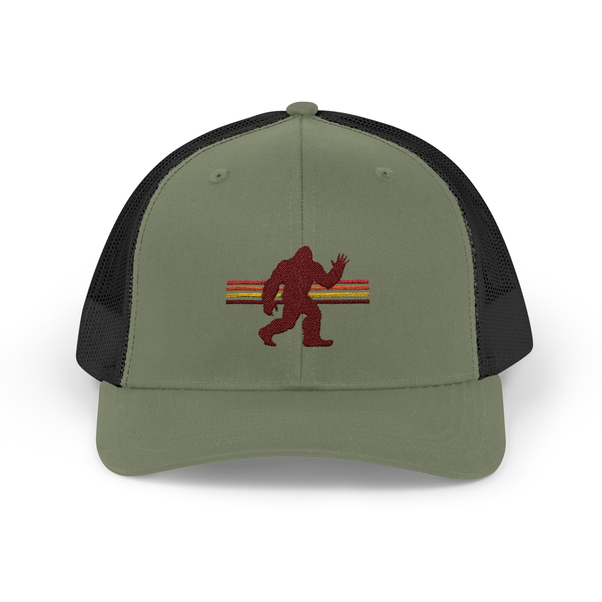 Bigfoot Trucker Hat: Embroidered Baseball Cap, Sasquatch Snapback Hat