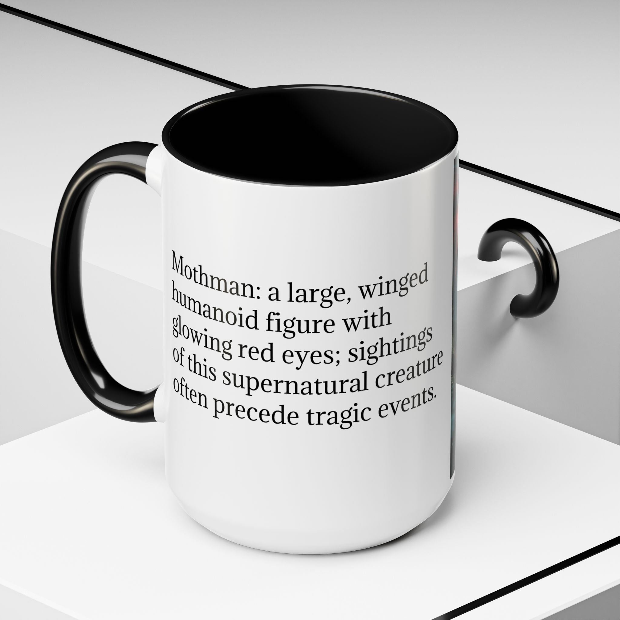 Mothman Mug: Supernatural Monster, Cryptid Mug, Mythical Creature, Urban Legend (Crouching)
