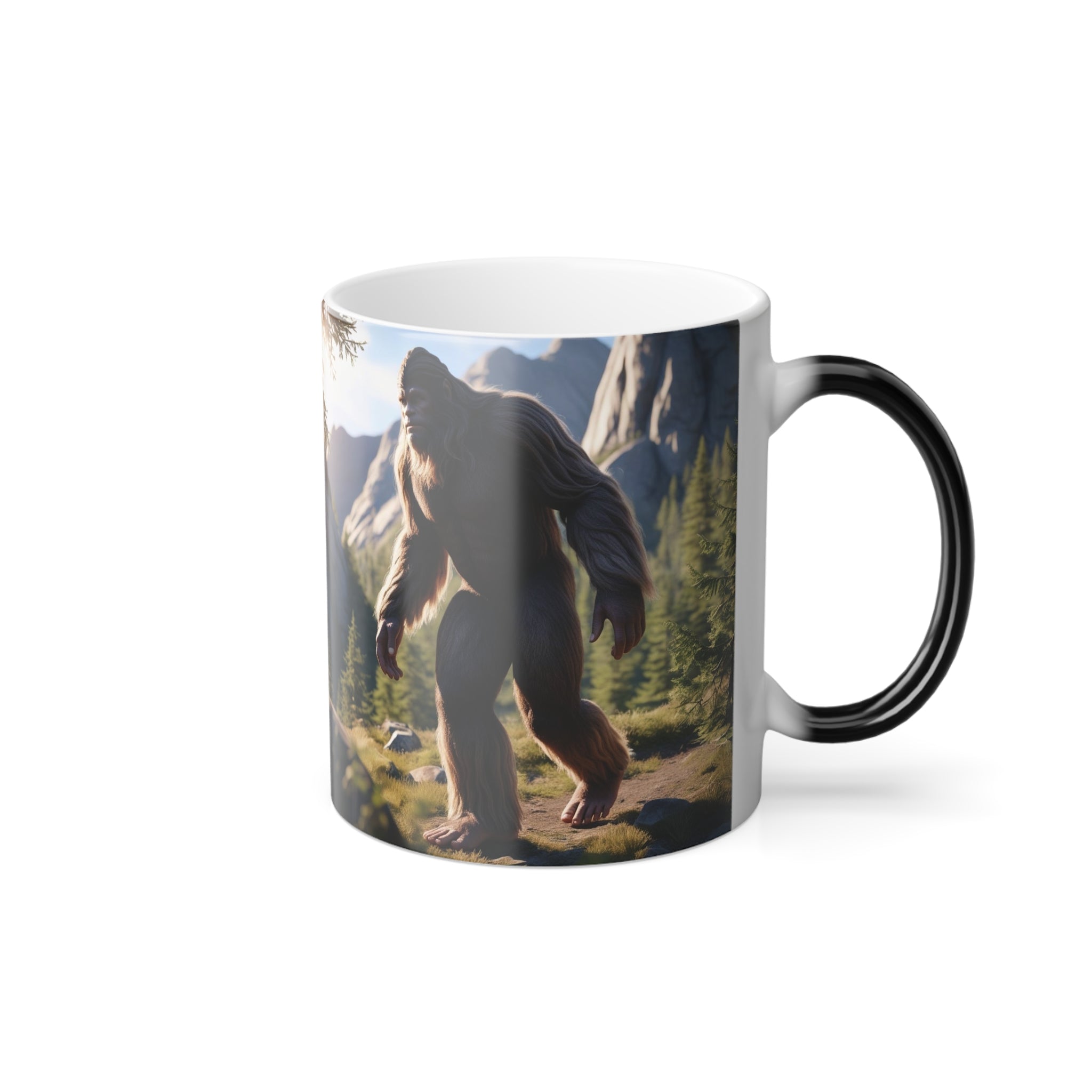 Bigfoot Mug: Color Changing Coffee Cup, Sasquatch, Pacific Northwest Cryptid (Rocks)