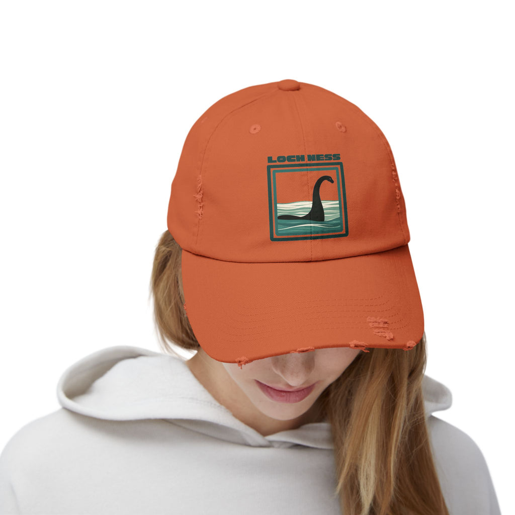 Loch Ness Monster: Unisex Distressed Cap, Adjustable Strap, Casual Outdoor Style (Green)