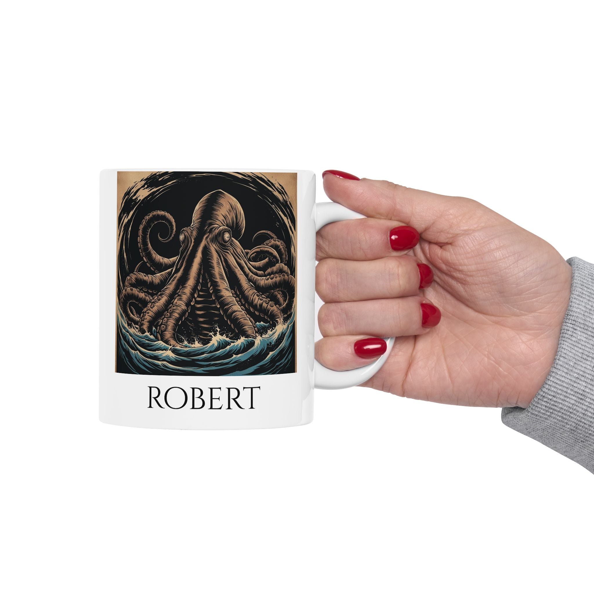 Personalized Kraken Coffee Mug: Giant Squid, Mythical Creature, Sea Monster