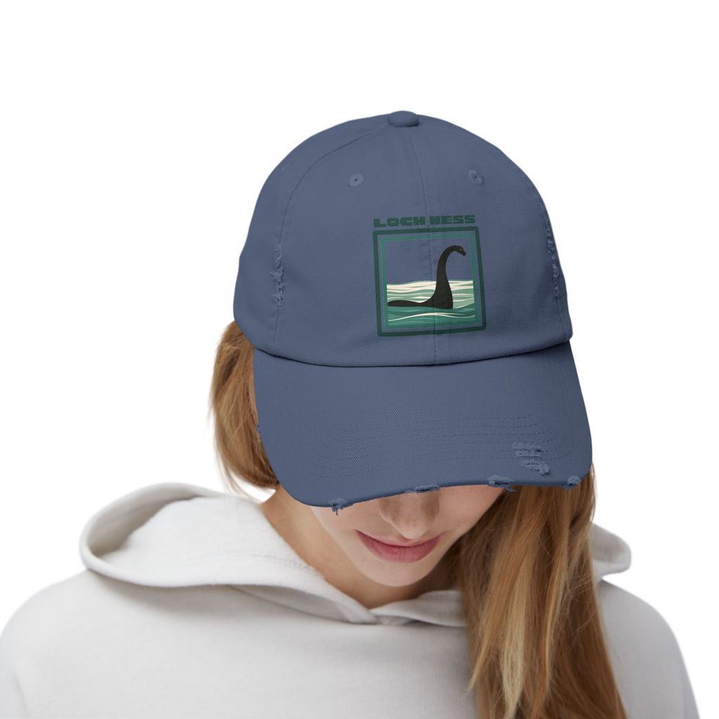 Loch Ness Monster: Unisex Distressed Cap, Adjustable Strap, Casual Outdoor Style (Green)