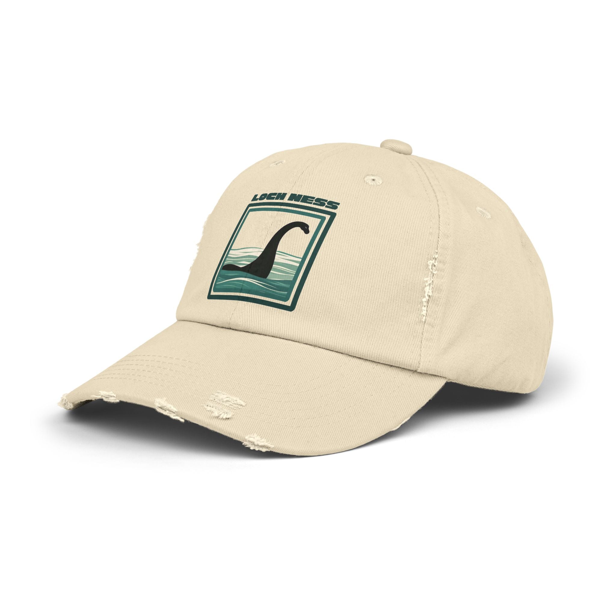 Loch Ness Monster: Unisex Distressed Cap, Adjustable Strap, Casual Outdoor Style (Green)