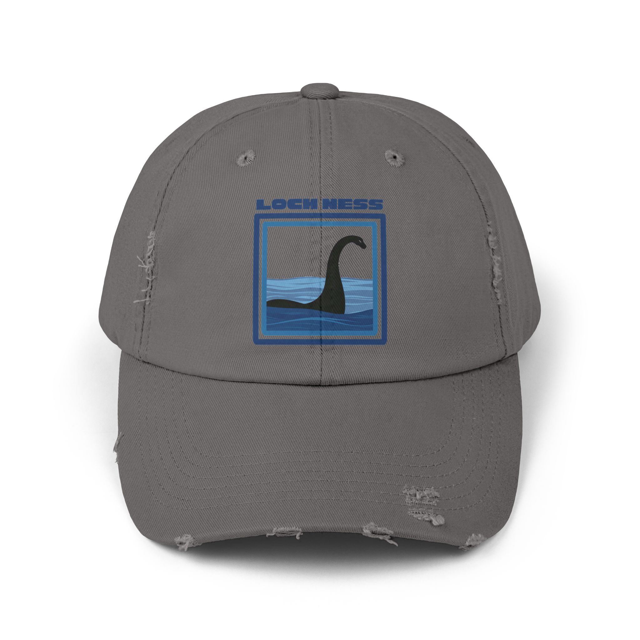 Loch Ness Monster: Unisex Distressed Cap, Adjustable Strap, Casual Outdoor Style (Blue)
