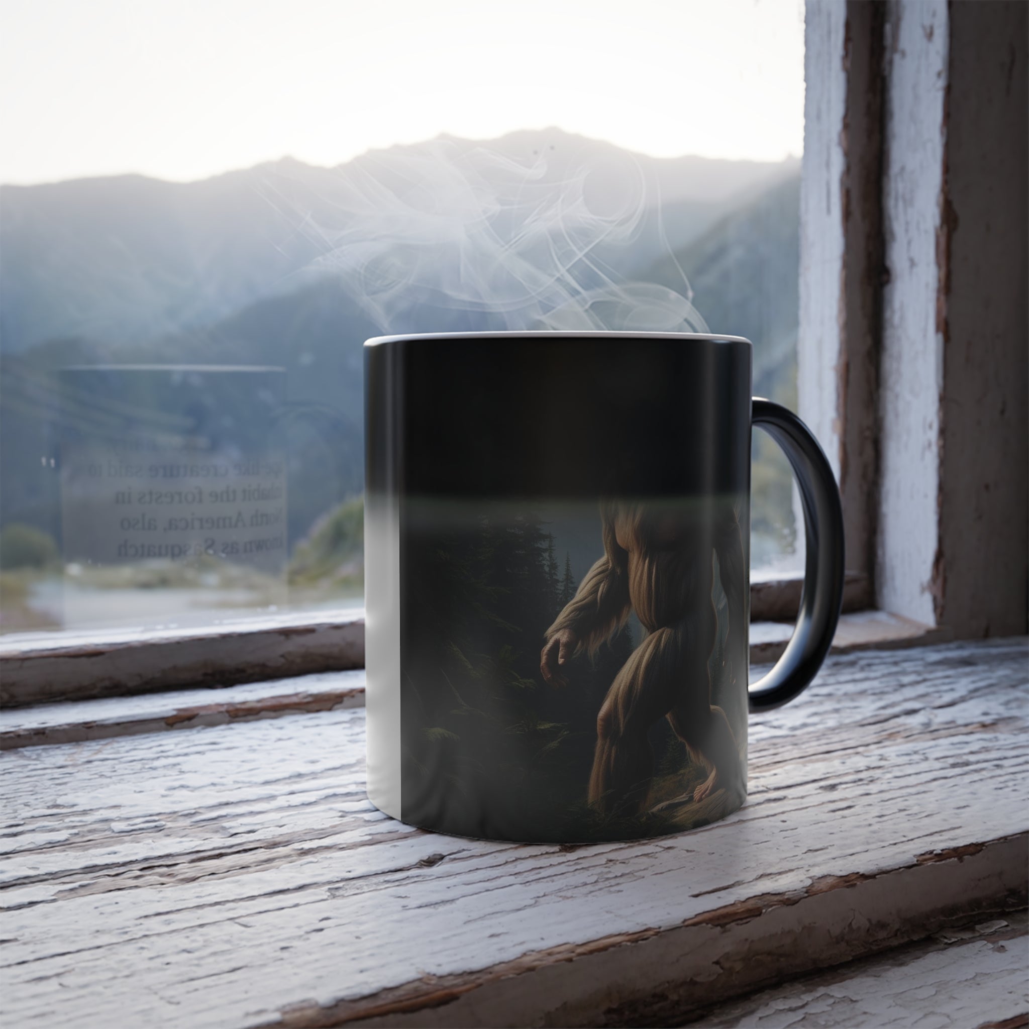 Color Changing Bigfoot Coffee Mug: Sasquatch, Pacific Northwest Cryptid (Mountain)